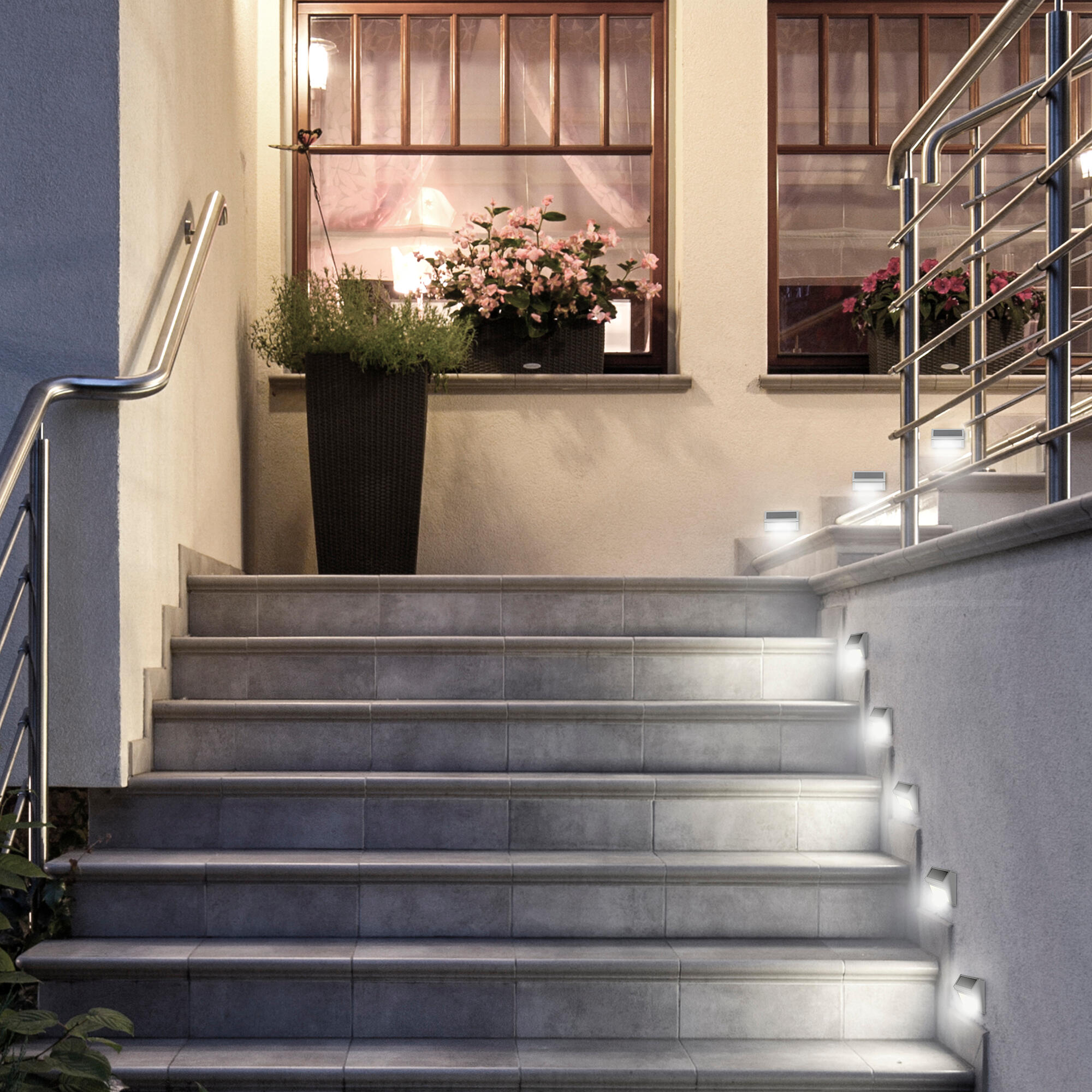 Aplique solar exterior luz LED blanco frío ARTE CONFORT Era L acero gris con sensor crepuscular IP44 - 2