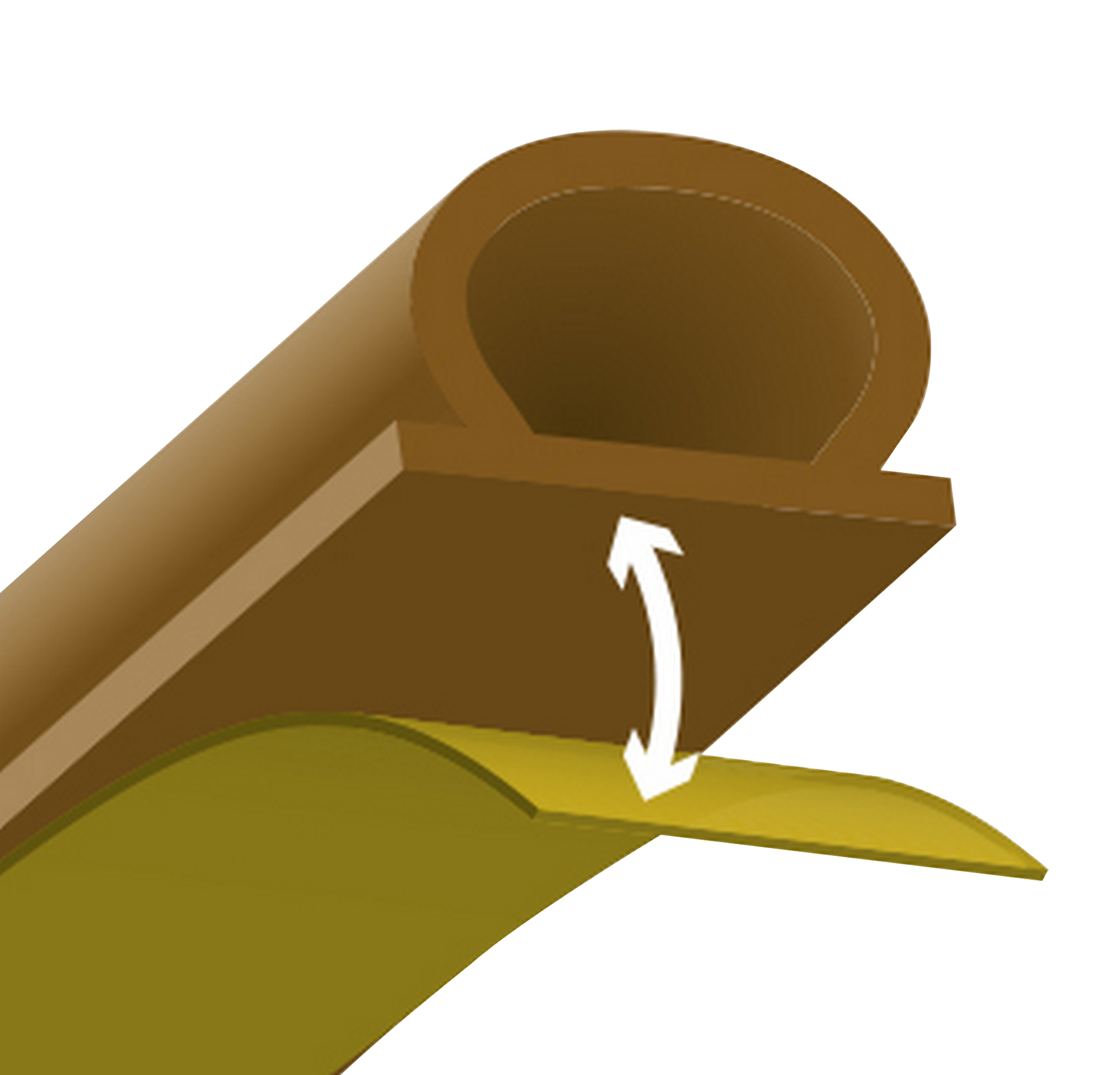 Burlete para ventanas y puertas AXTON adhesivo en color marrón,  9 mm de anchura x 6 m de longitud. Impide el paso del agua. Perfil junta O. Recortable. Tipo de instalación encolado. - 3