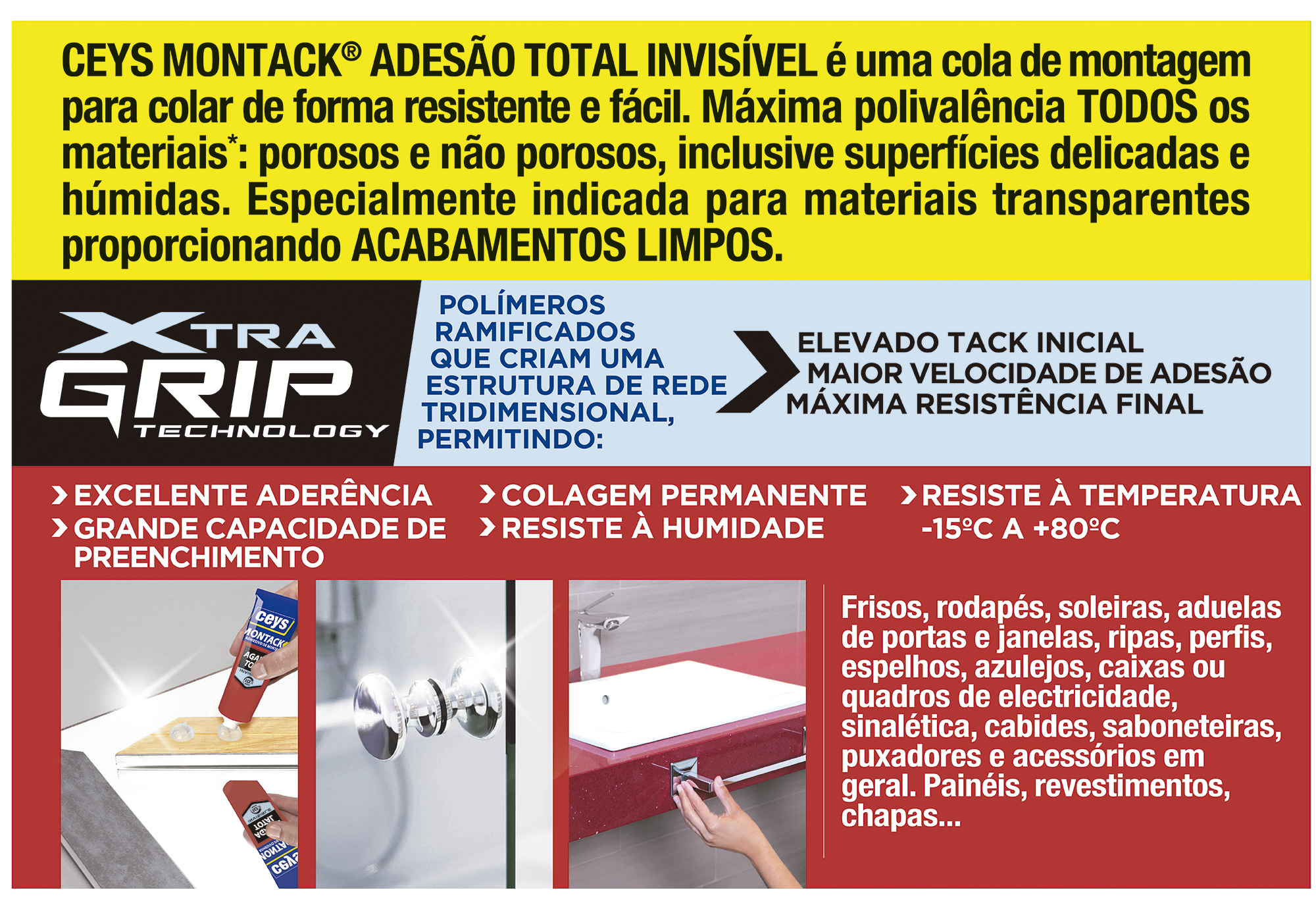 Cola de montagem adesão total transparente 80 gr Montack Ceys - 3