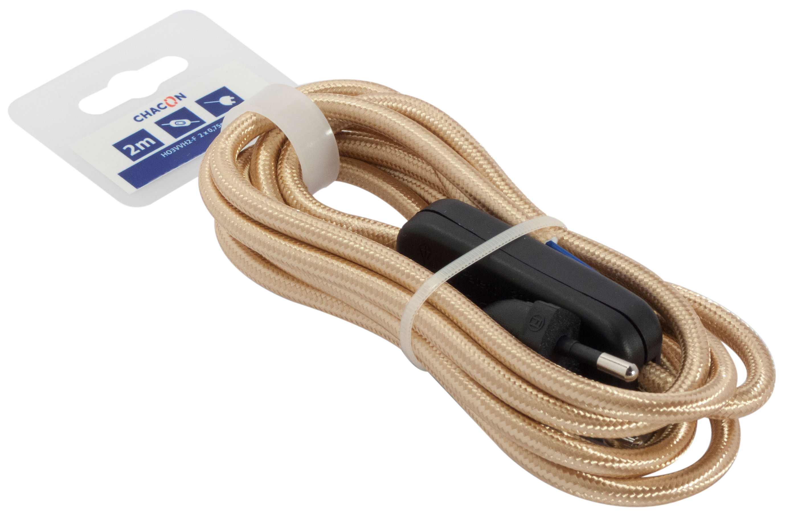 Bailey stoffen kabel 2-aderig zwart/wit 3m