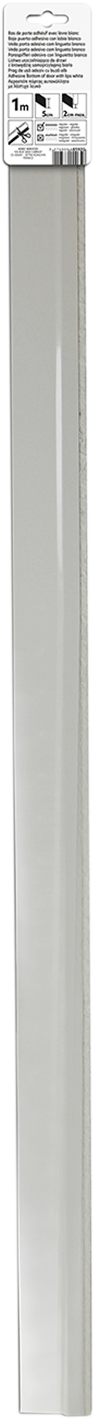 Burlete de puerta interior adhesivo goma en color blanco, 20 mm de espesor x 0.3 mm de anchura x 100 cm de longitud. Perfil junta plano. Recortable. Tipo de instalación encolado. - 3