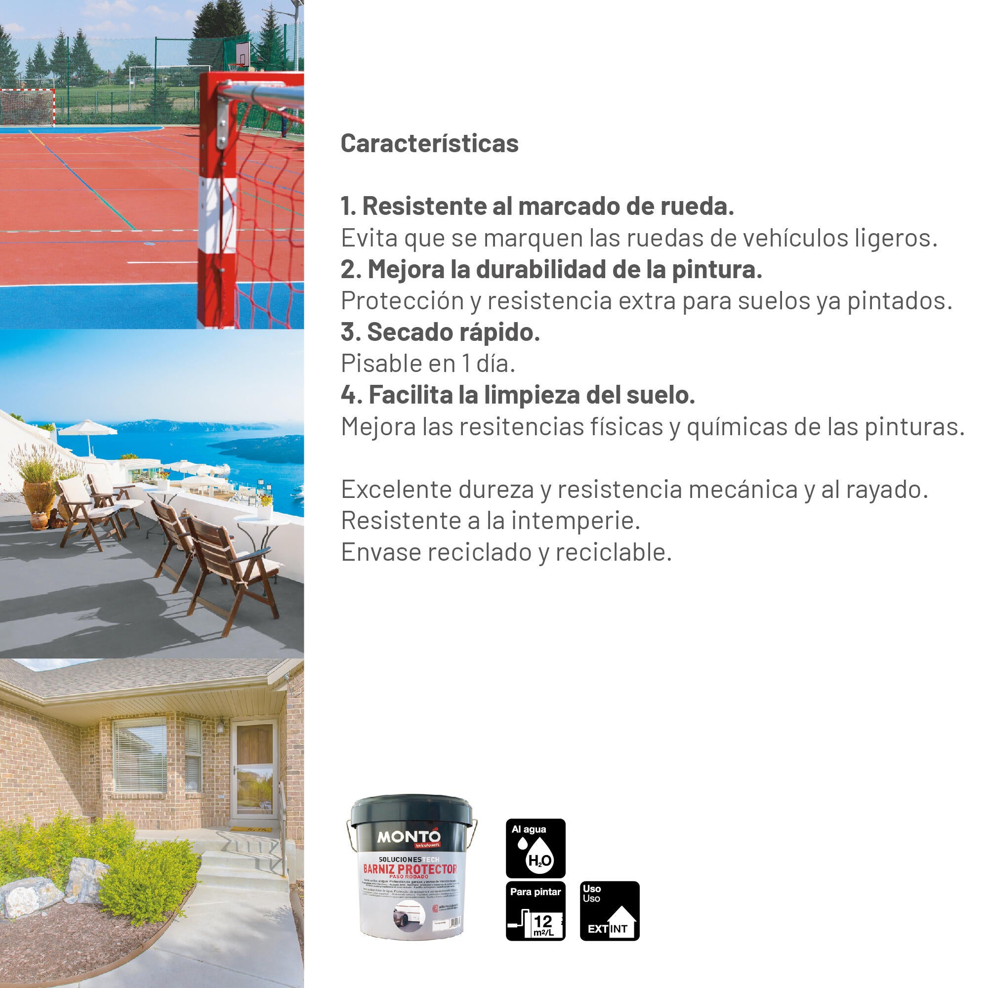 Resina color transparente para hormigón, piedra, ladrillo MONTÓ brillante 4l base agua - 3