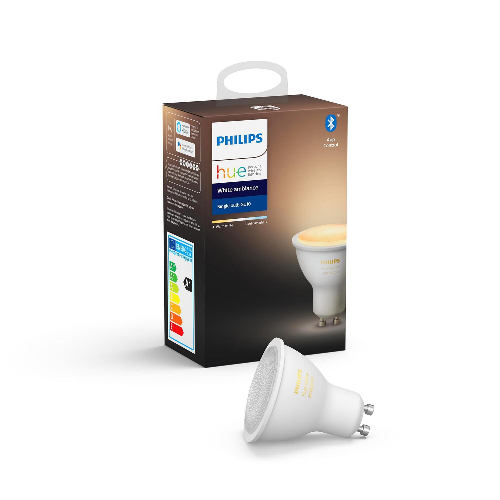 Lampadina HUE AMBIENCE BLUETOOTH, LED, GU10 faretto, trasparente, cct, 5W= 350 LM 42° dimmerabile, PHILIPS HUE - 15