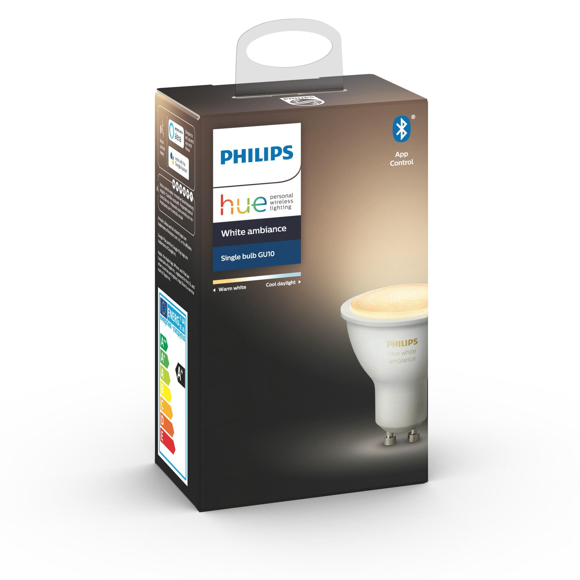 Lampadina HUE AMBIENCE BLUETOOTH, LED, GU10 faretto, trasparente, cct, 5W= 350 LM 42° dimmerabile, PHILIPS HUE - 16