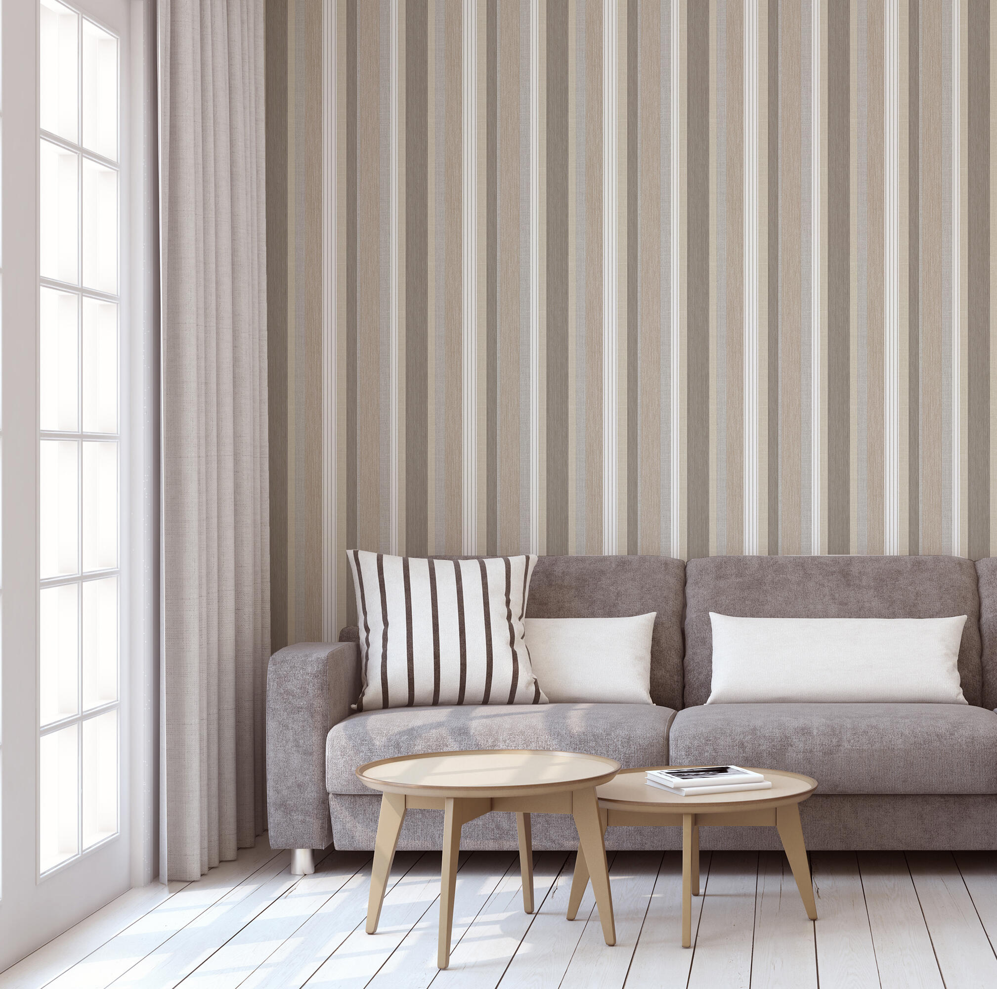Papel pintado vinilo aplicación cola en pared raya 2395 marrón vinelus cmx10.05m lavable