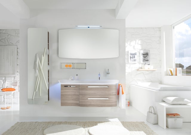 Mobile da bagno sospeso sotto lavabo L 117 x H 48 x P 22 cm, 2 cassetti 1 anta PELIPAL Contea