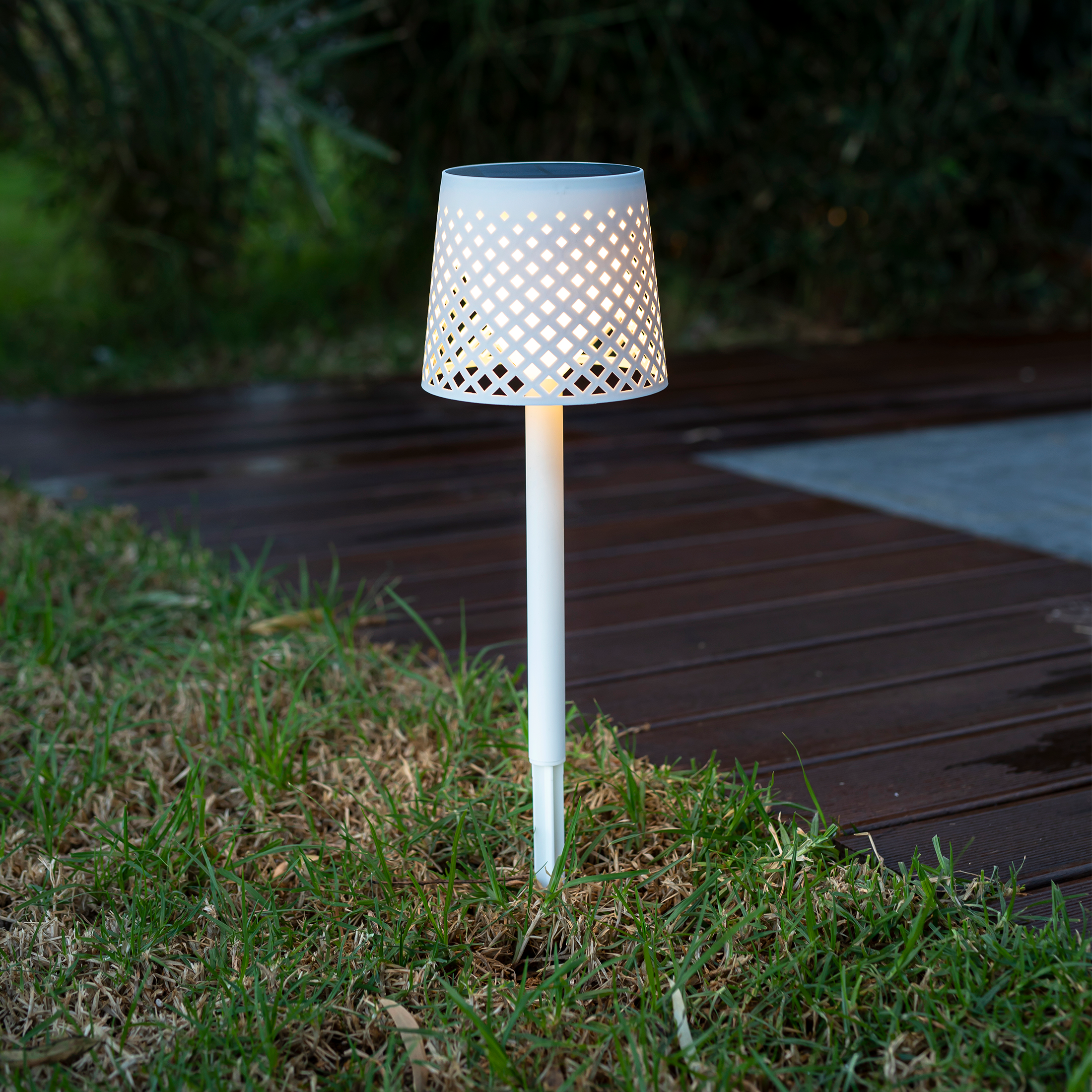 Baliza jardín solar exterior LED blanca Greta IP44 con sensor crepuscular - 2