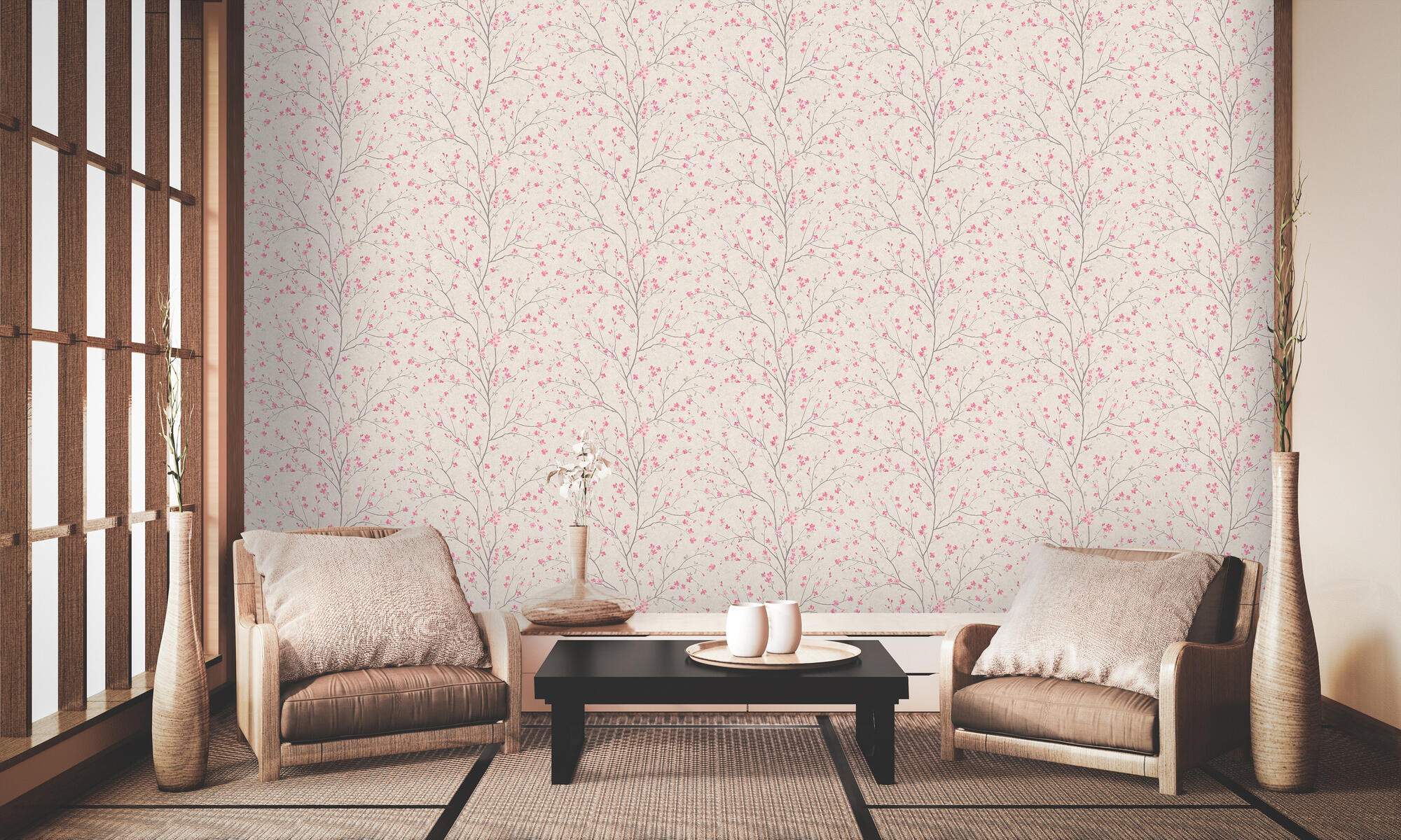 Papel de parede FLOR ROSA JAPÃO - 6