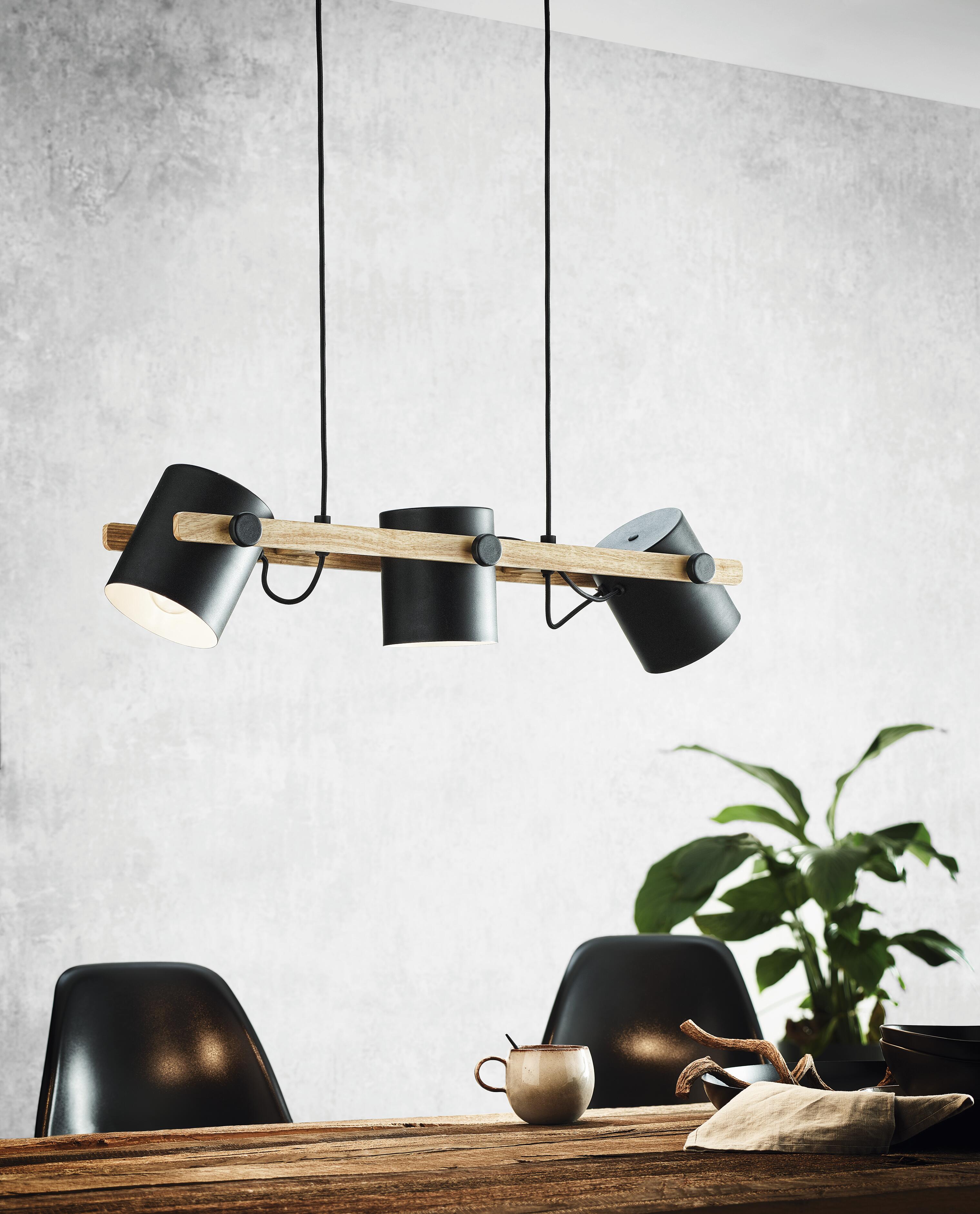 Lámpara de techo colgante de aluminio negra 3 luces E27 Hornwood 78 cm de ancho - 3