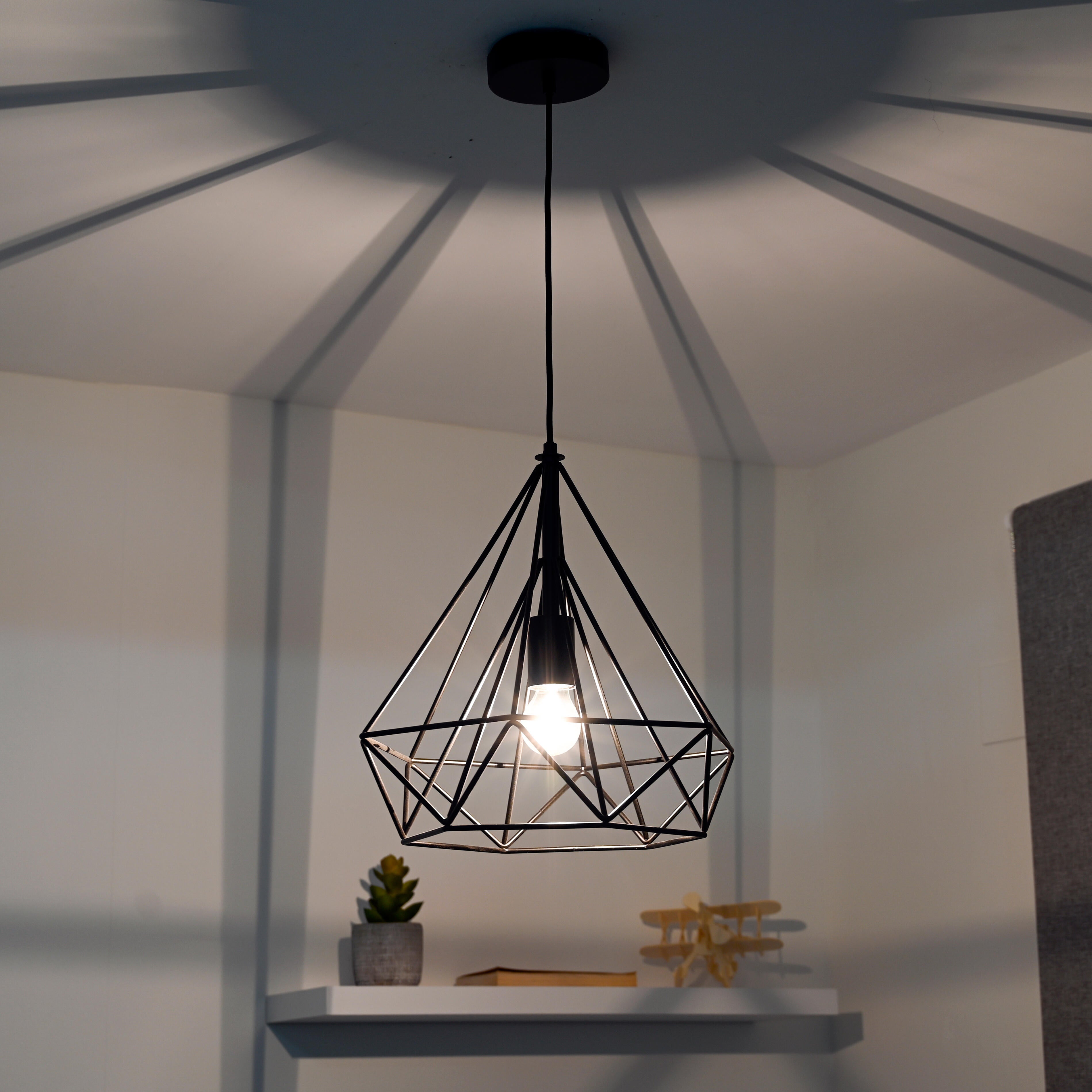 Lampadario Design Byron nero paralume nero E27 Ø36.5cm INSPIRE - 11