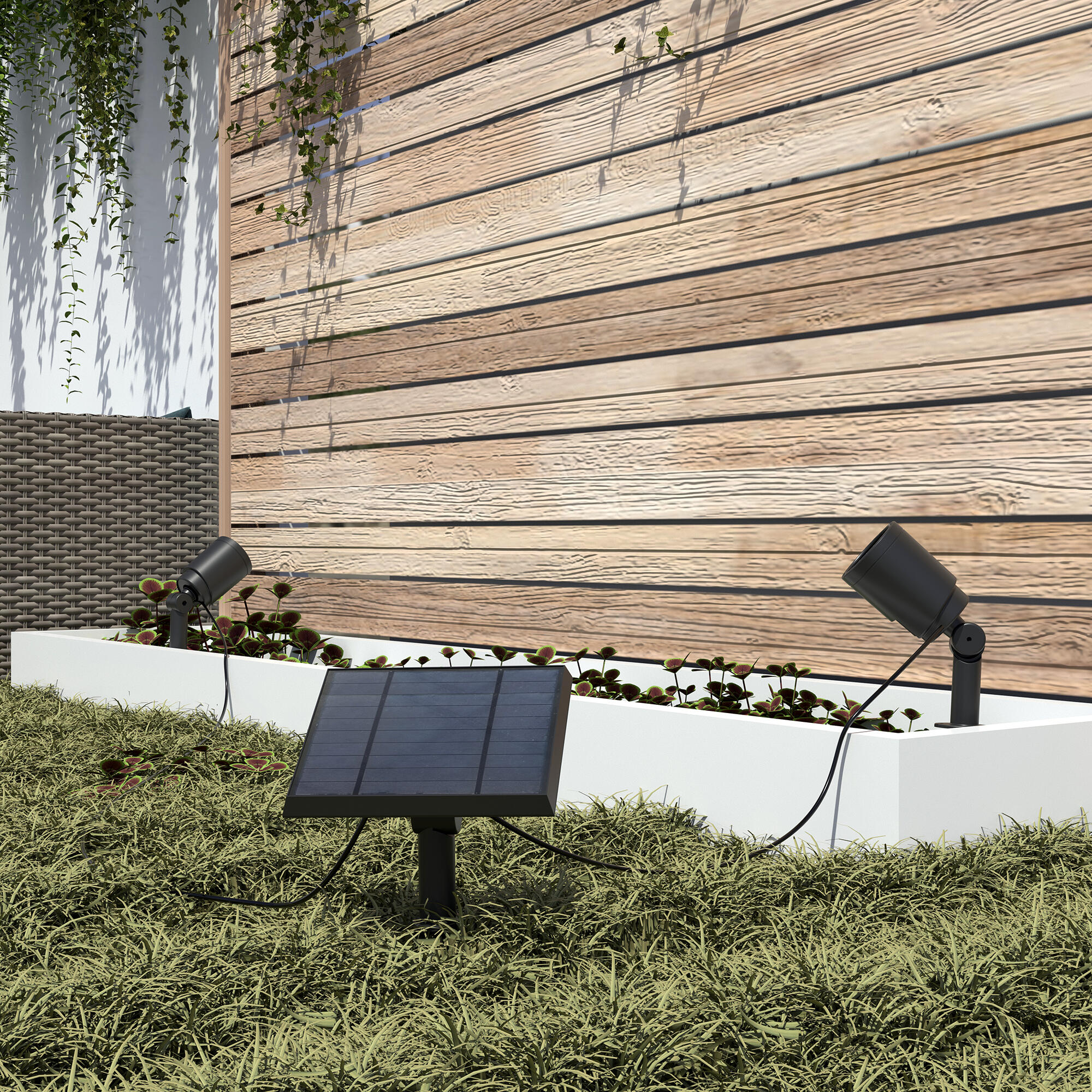 Baliza jardín solar exterior LED negro Orbis Duo Separación IP65 con detector de movimiento - 3