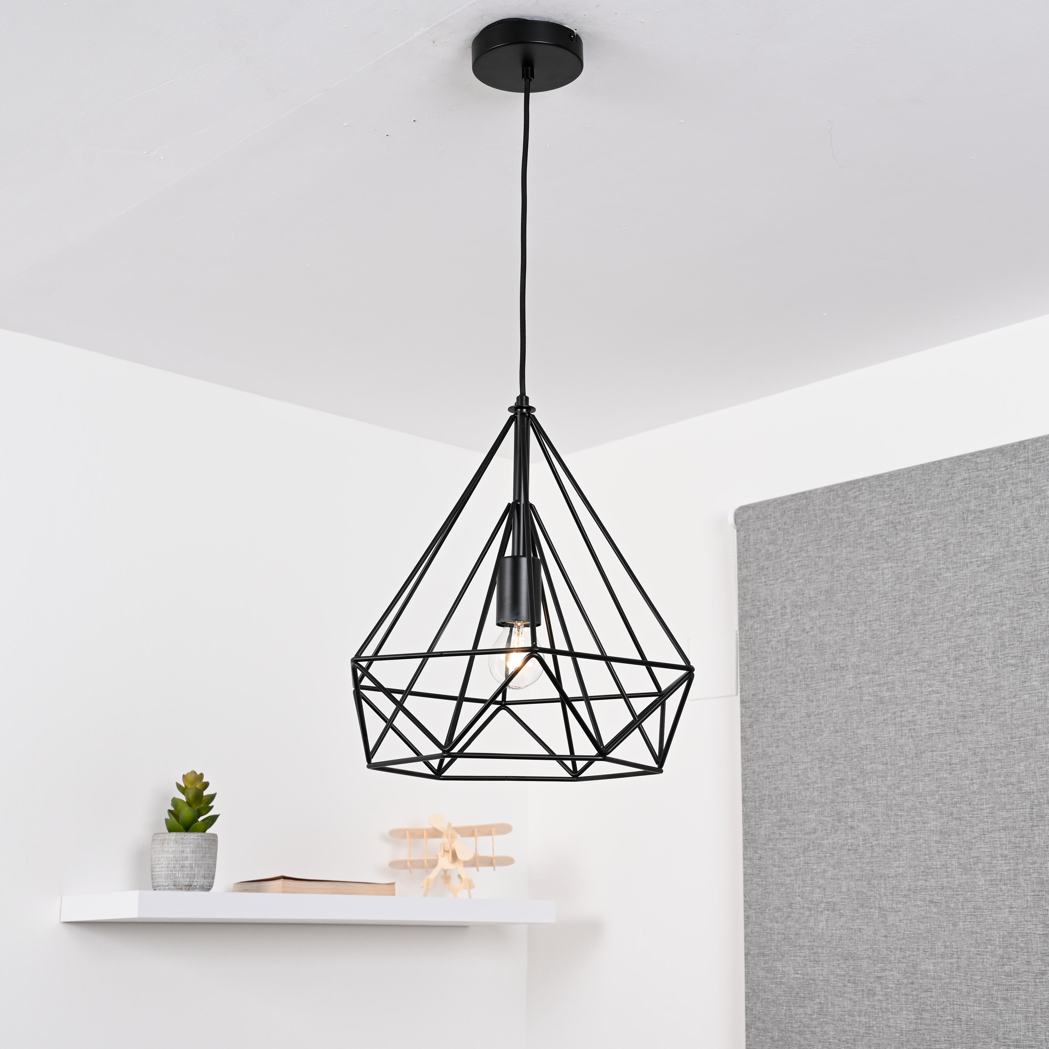 Lampadario Design Byron nero paralume nero E27 Ø36.5cm INSPIRE - 7