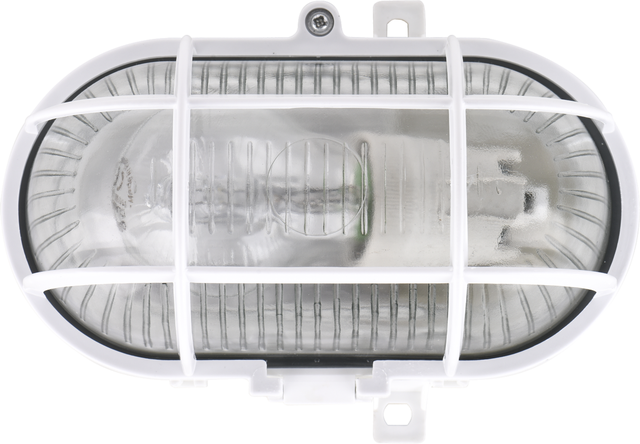 Candeeiro de parede oval Olho Boi IP44 E27 com grelha branco