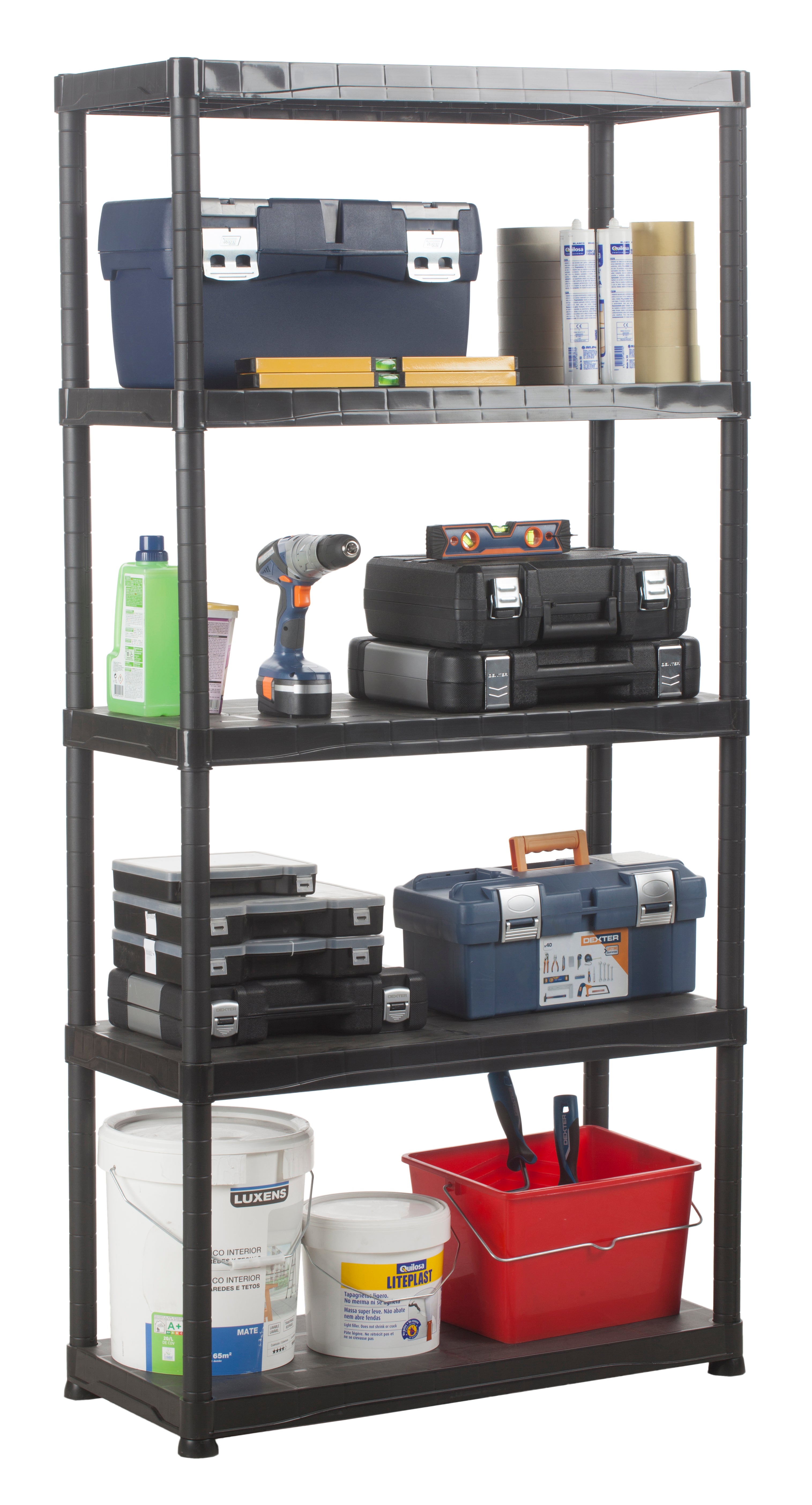 Estante em PVC preto 5 prateleiras 180x90x40 cm 200 kg Tayg Home - 3
