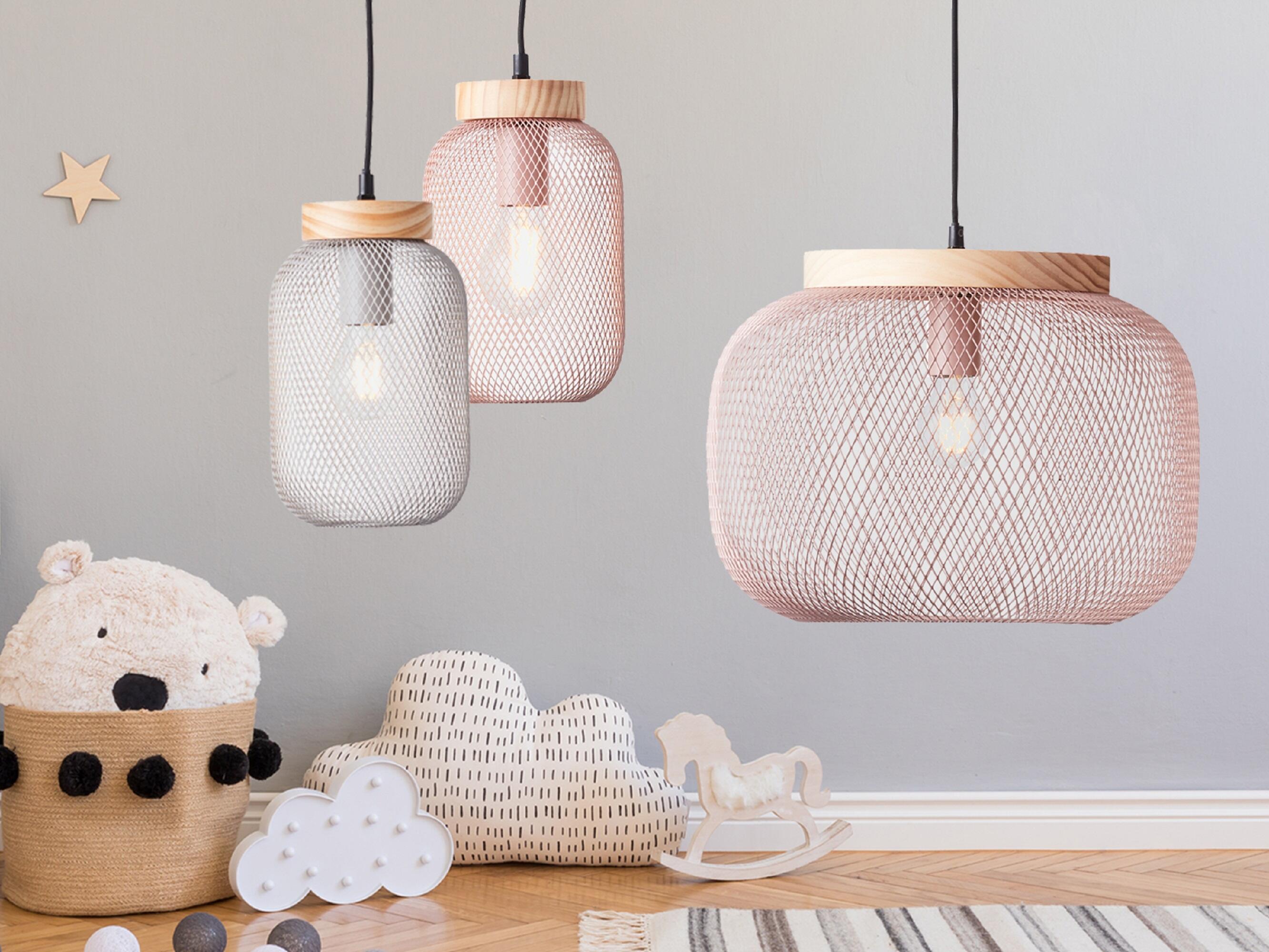 Lampadario Natura Giada rosa paralume rosa E27 Ø39cm BRILLIANT - 2