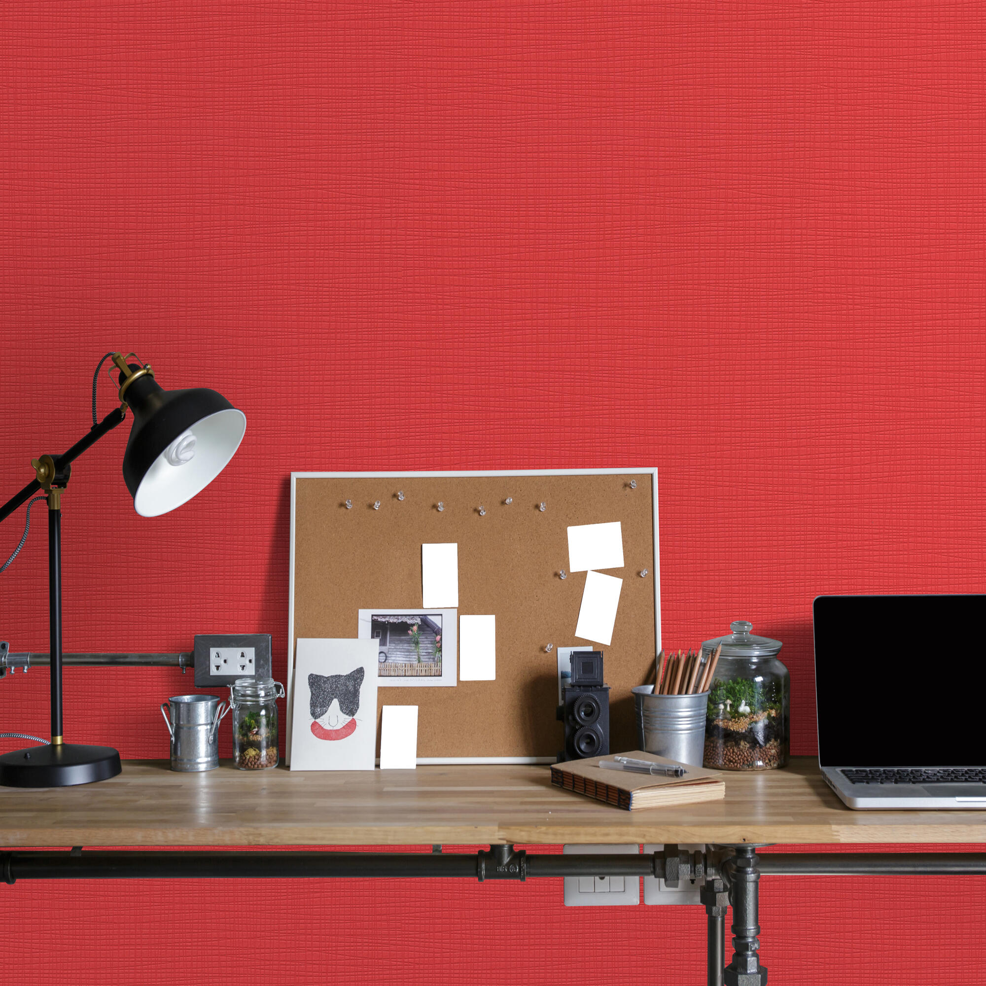 Papel pintado vinilo geométrico 8076 rojo