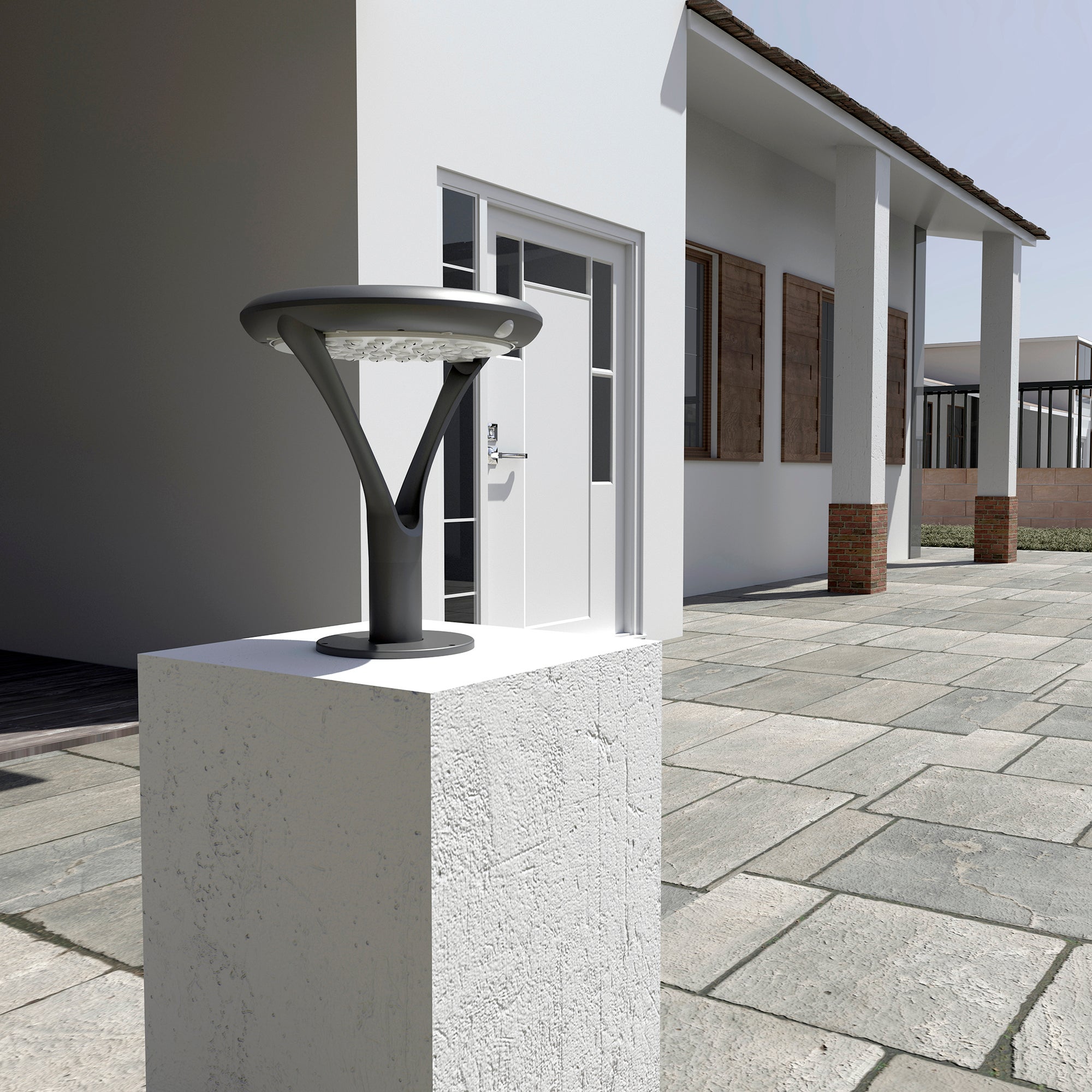 Sobremuro solar de jardín exterior LED IRIS de aluminio gris resistencia IP65, 8h. de autonomía, sensor crepuscular y detector de movimiento - 2