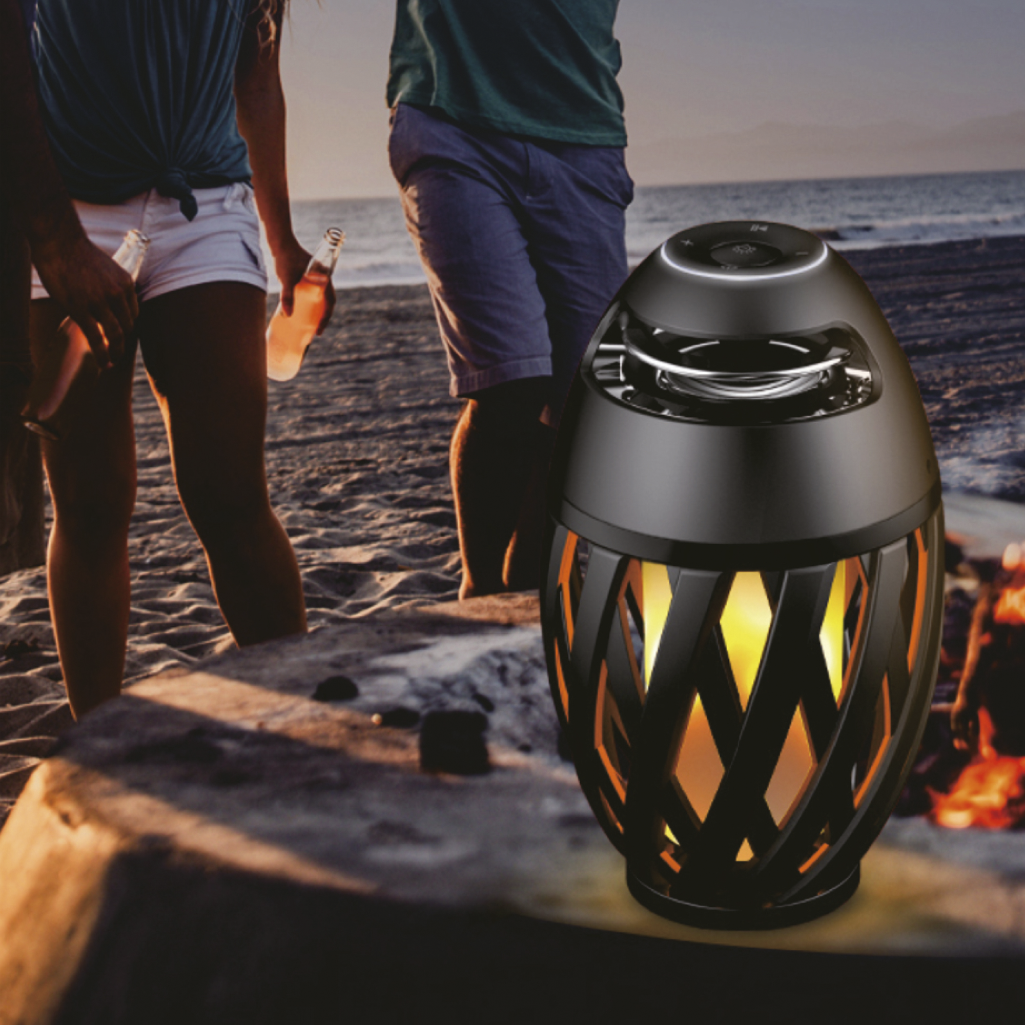 Lámpara de mesa sin cable LED Altavoz Bluetooth Inalámbrico Portátil ARTE CONFORT con estructura negra luz cálida 1700K alimentación USB - 14