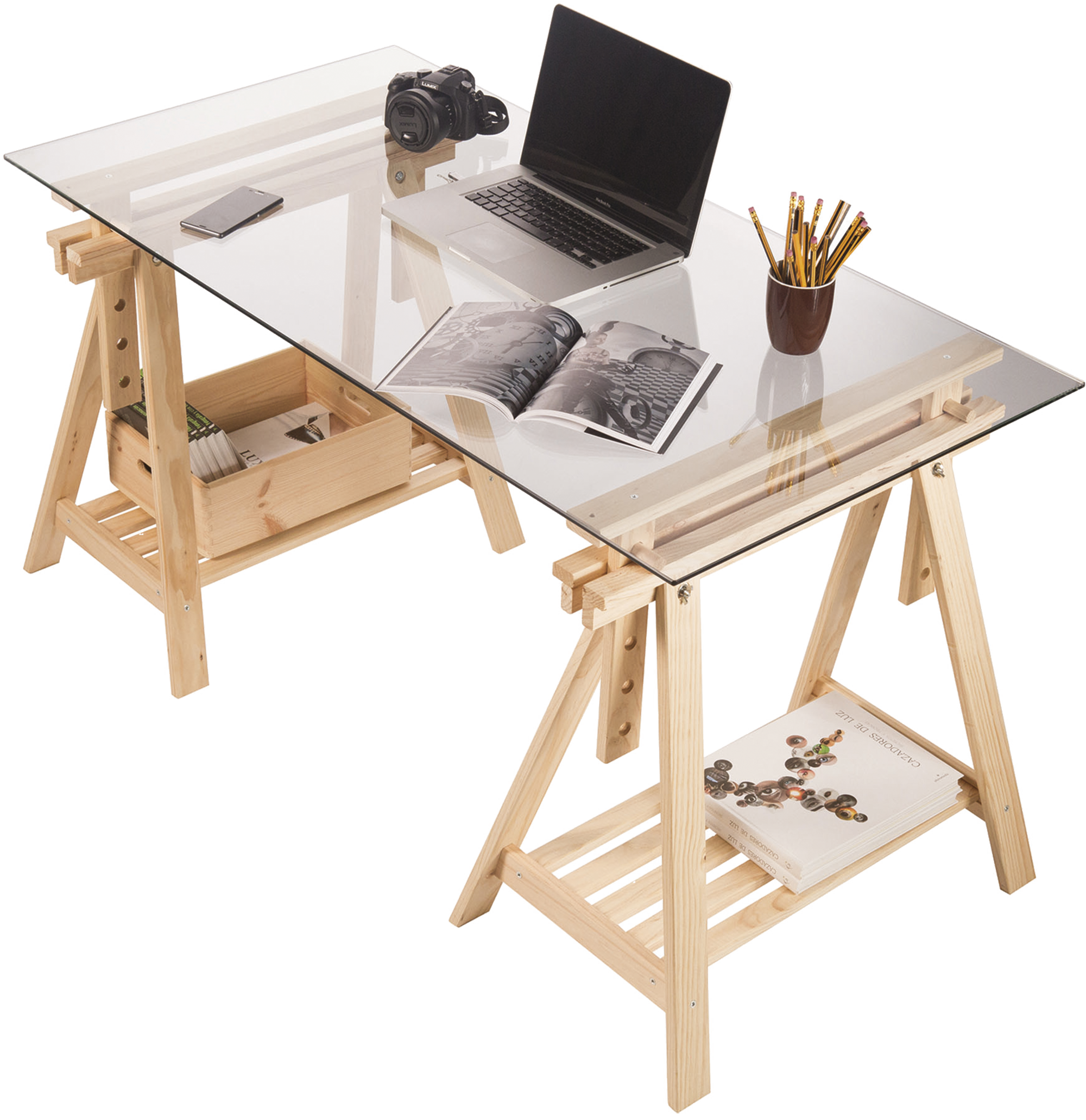 Caballete de madera natural regulable en altura de 70 a 98.5cm - 14