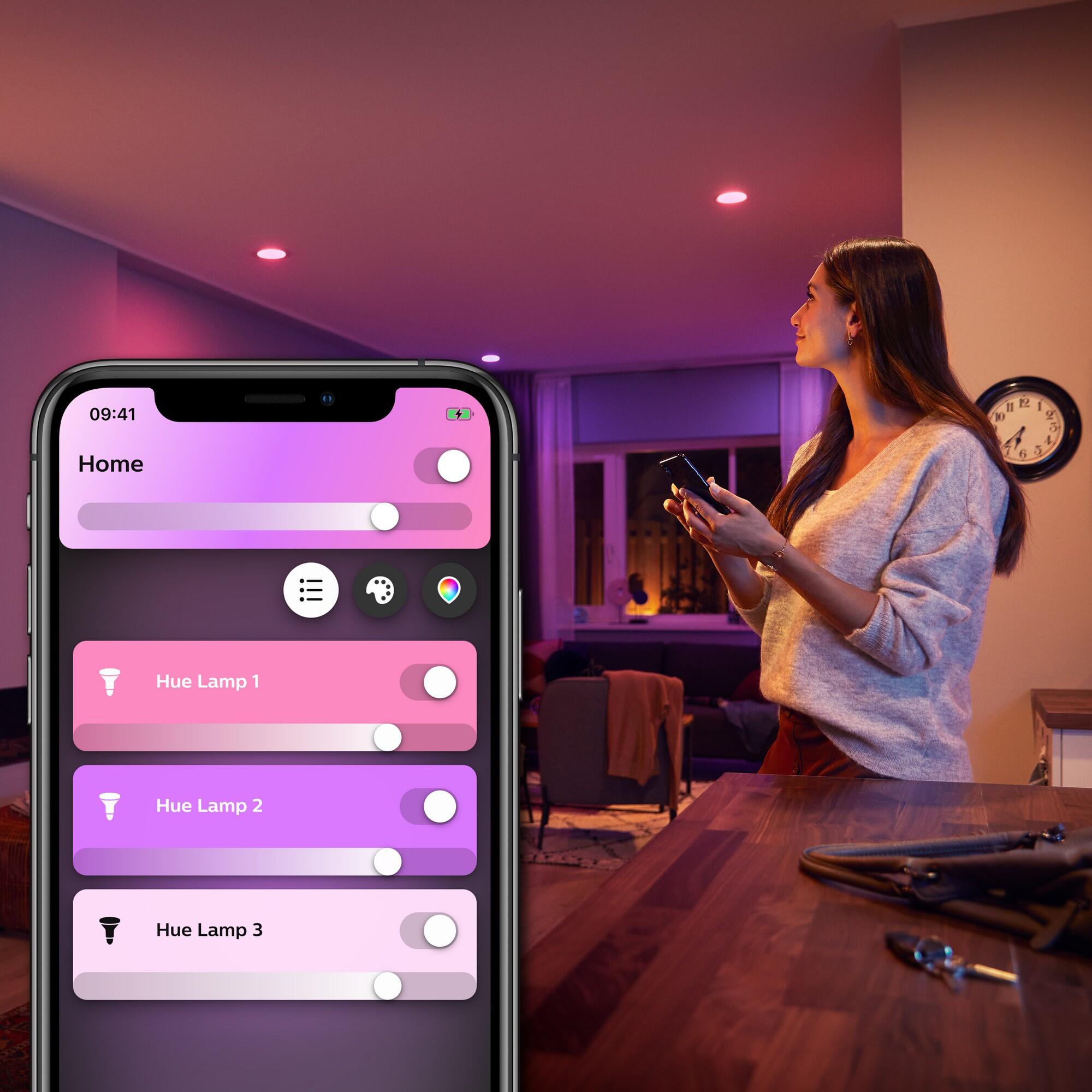 Lampadina smart HUE COLOR BLUETOOTH, LED, GU10 faretto, trasparente, rgb, 5.7W= 350 LM (equiv 50 W), 43° dimmerabile, PHILIPS HUE - 2