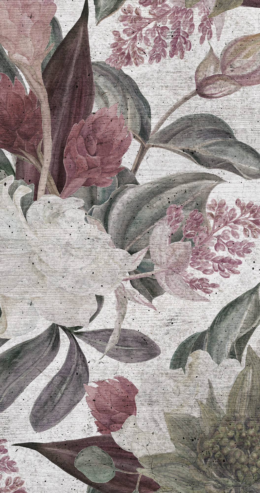 Mural adhesivo textil liso lavable abstracto Floral Wall rojo 132 x 260 cm MOTIF - 5