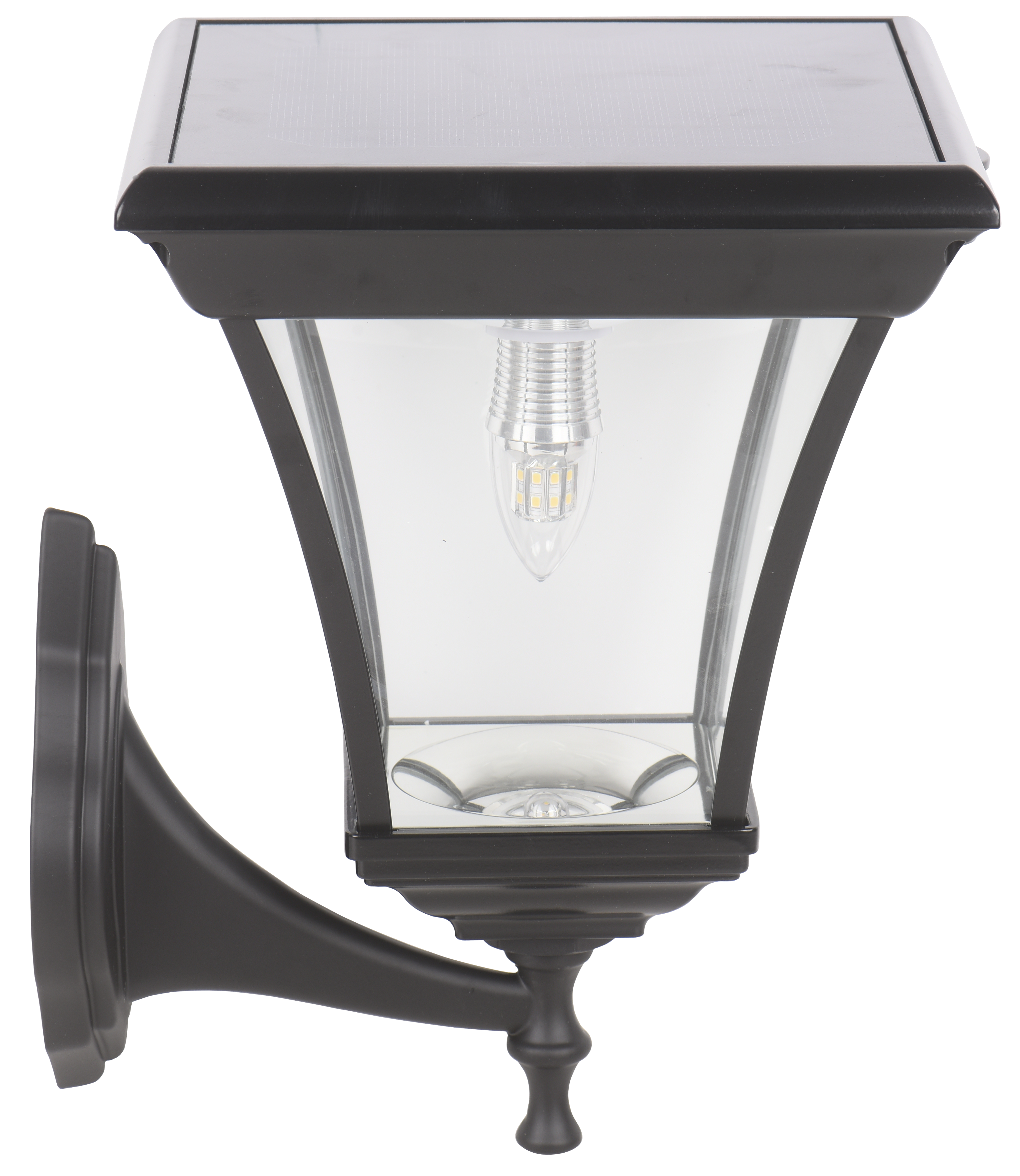 Aplique solar exterior luz LED blanco cálido Pegaso aluminio negro con sensor crepuscular y detector de movimiento IP44 - 2