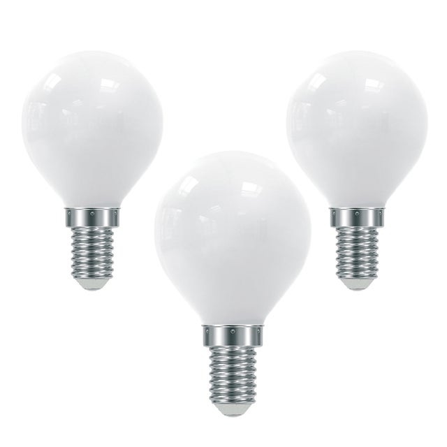 Pack de 3 bombillas LED E14 forma esférica 800 lúmenes 6W color de la luz blanco frío 6000K clase energética E