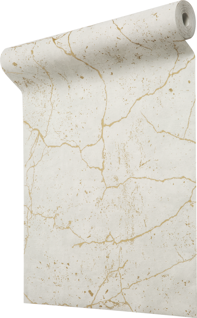Papel de parede Kintsugi branco abstrato