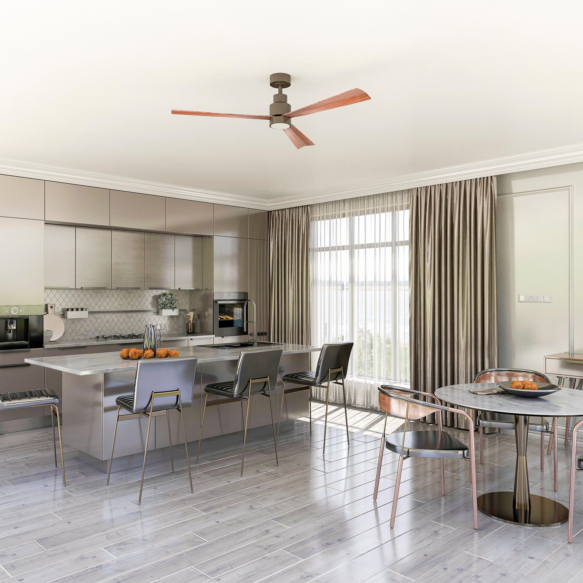 Ventilador de techo con luz silencioso DC Arte Confort Misi marrón 132 cm - 13