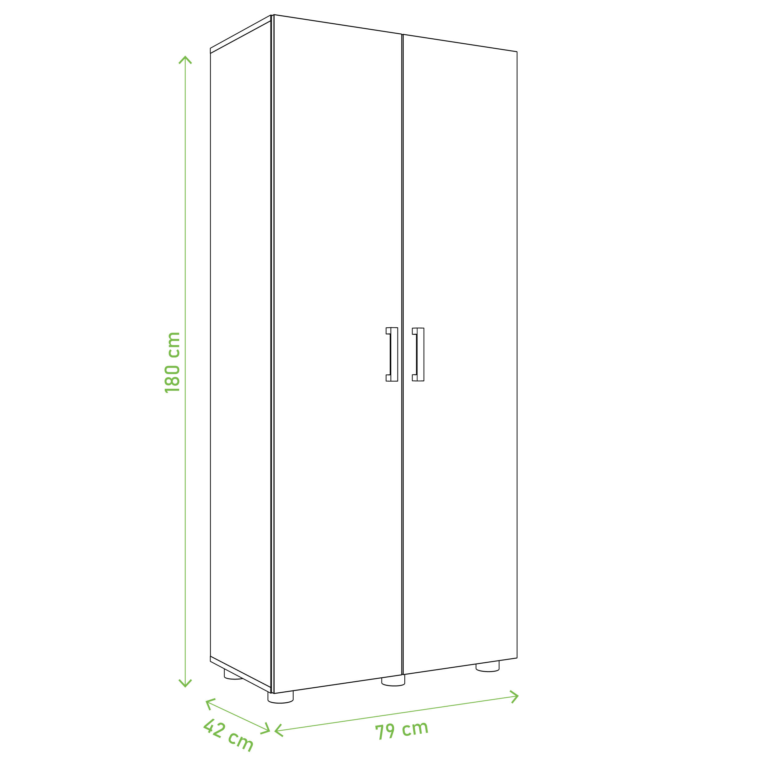 Armario alto despensero roble, 180x79x42 cm con 2 puertas - 3