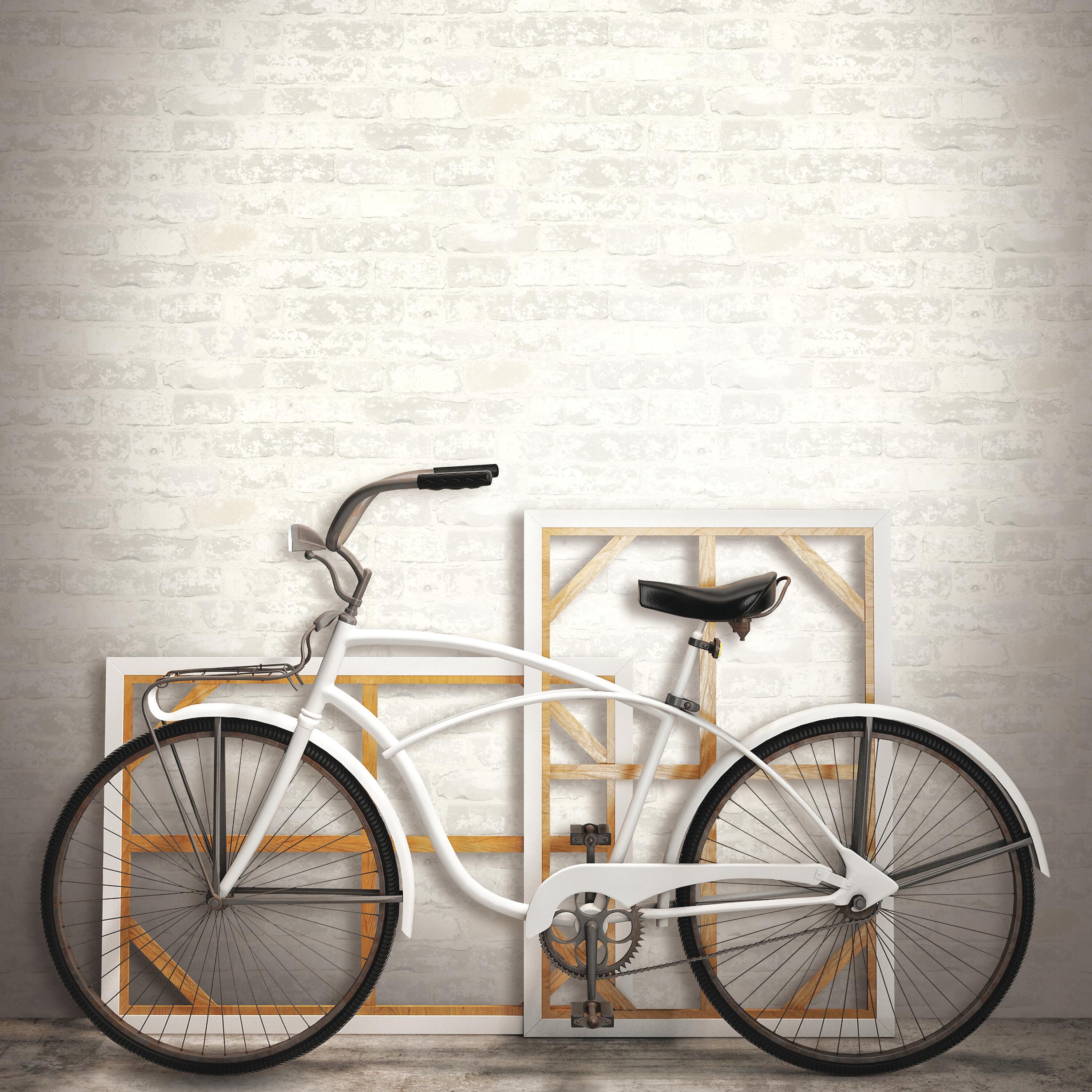 Papel pintado vinilo adhesivo imitación material ladrillo blanco 52cmx5m lavable