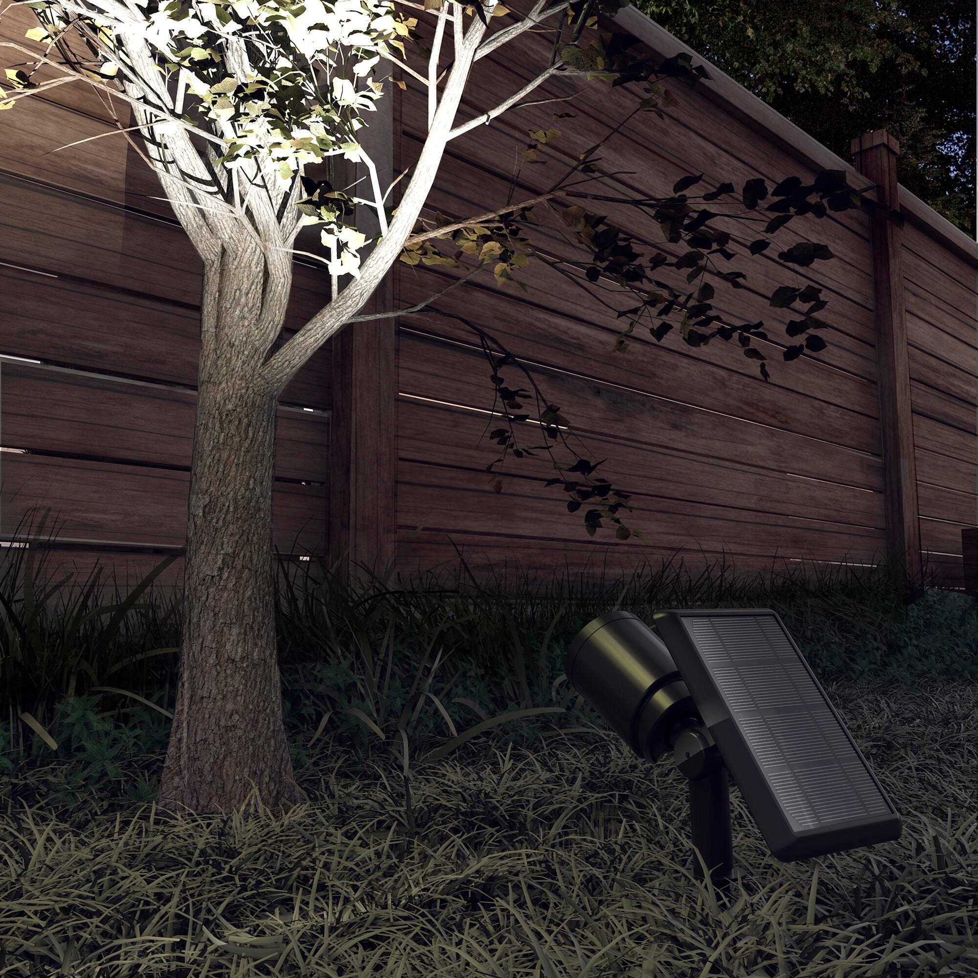 Baliza jardín solar exterior LED negra Orbis IP65 con sensor crepuscular y detector de movimiento - 6