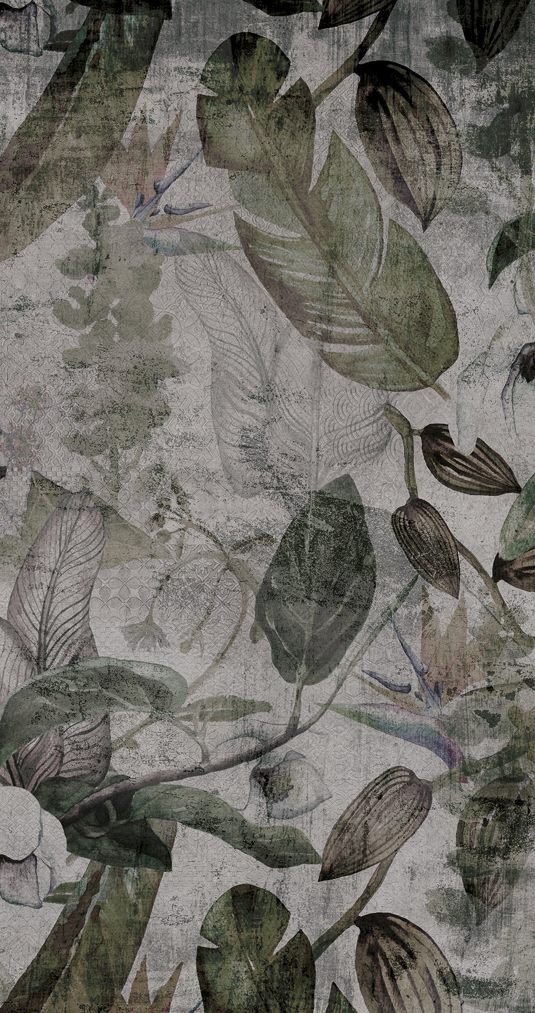 Mural adhesivo textil liso lavable abstracto Green Spring verde 132 x 260 cm MOTIF - 5