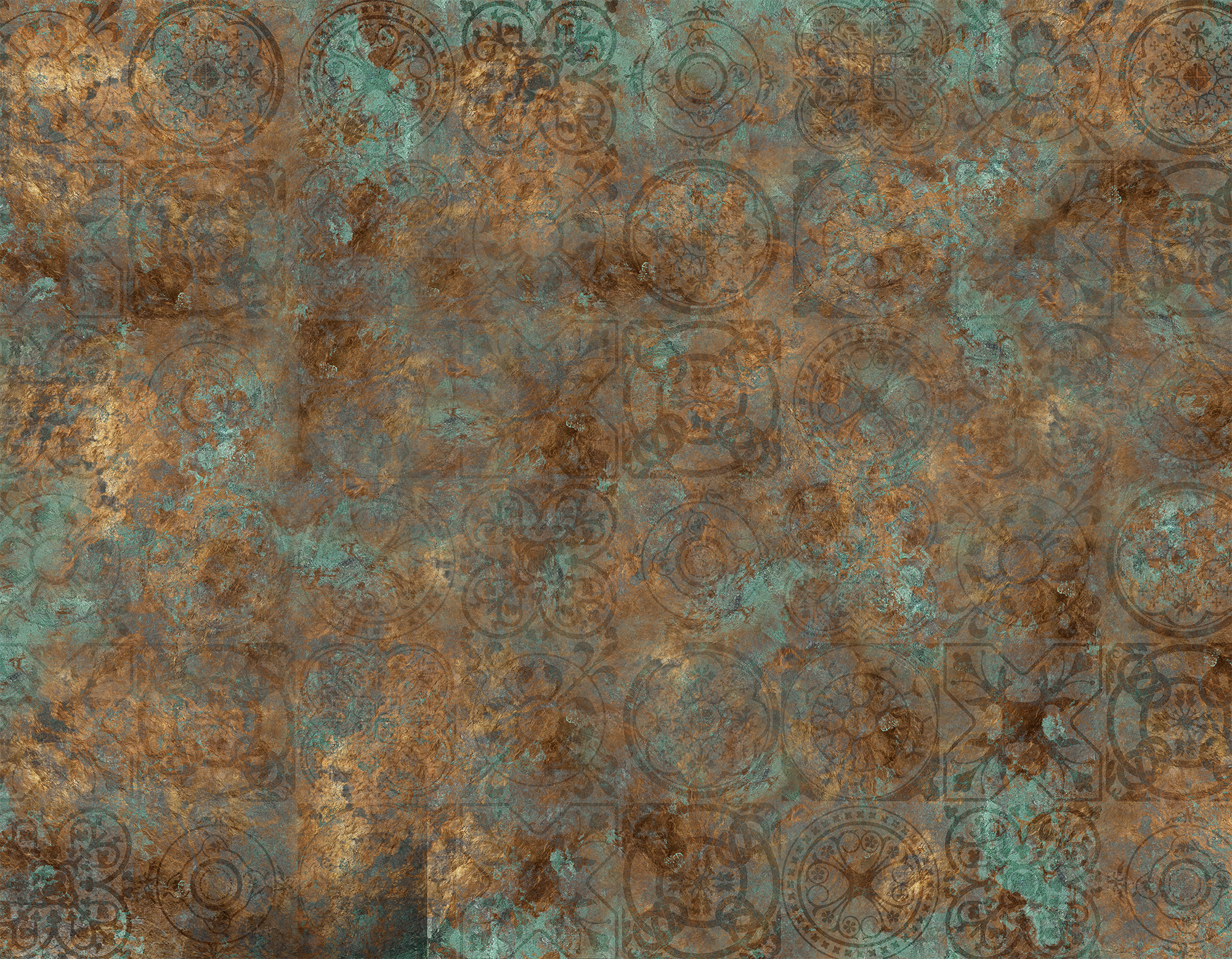 Mural acero corten azul de 321 x 260 cm motif