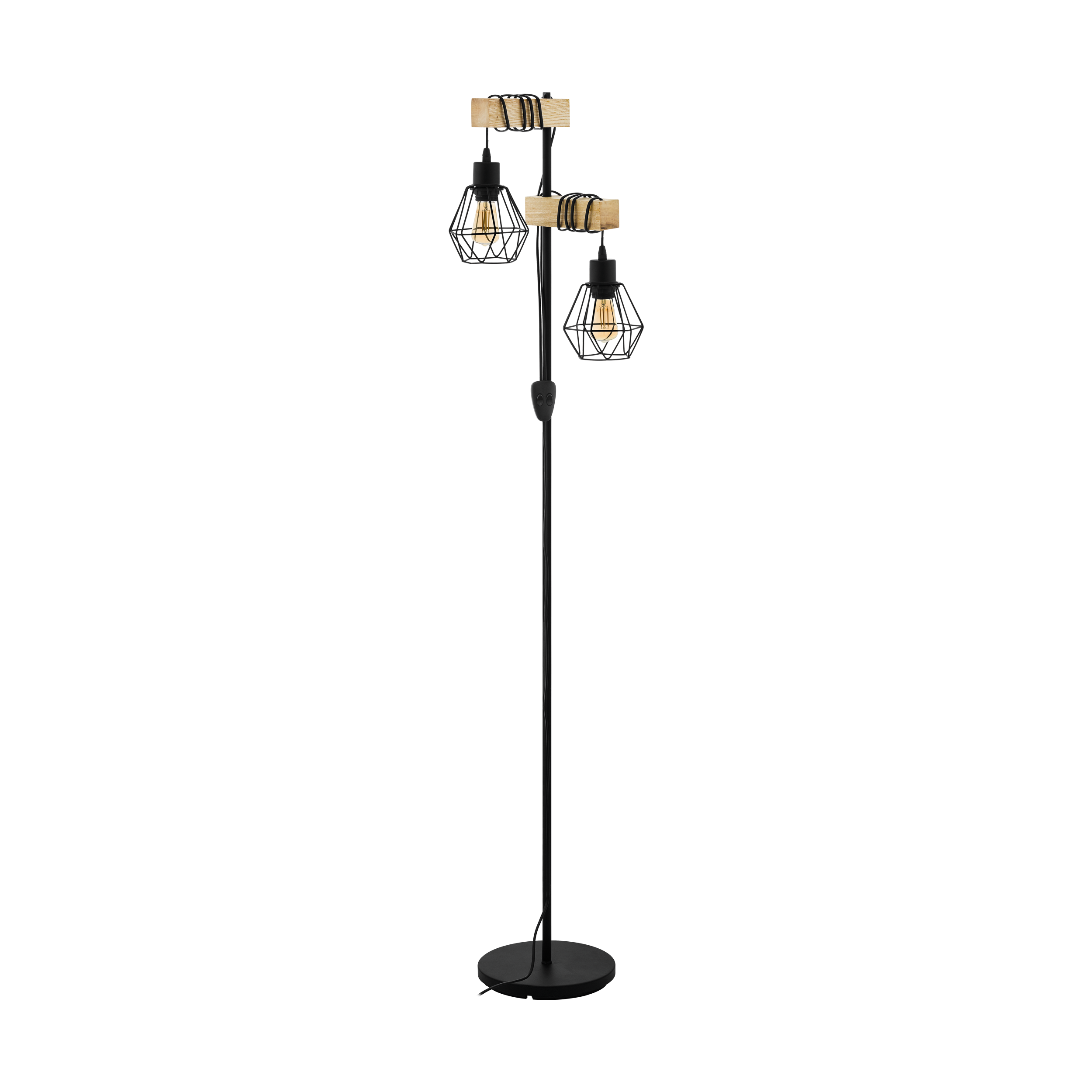 Lámpara de pie townshend 5 2 luces negro / madera