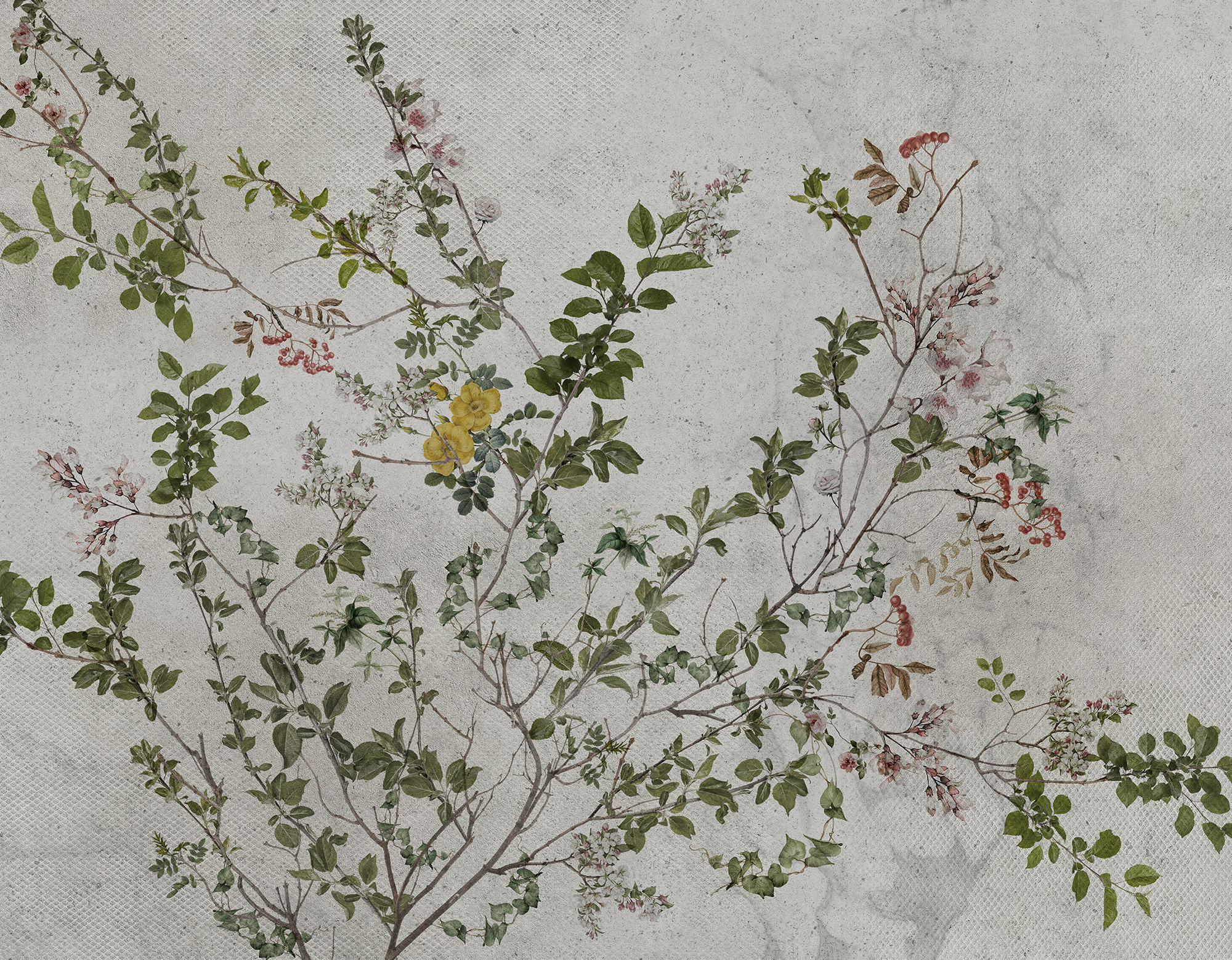 Mural adhesivo textil liso lavable naturaleza Botánico verde 321 x 250 cm MOTIF - 5