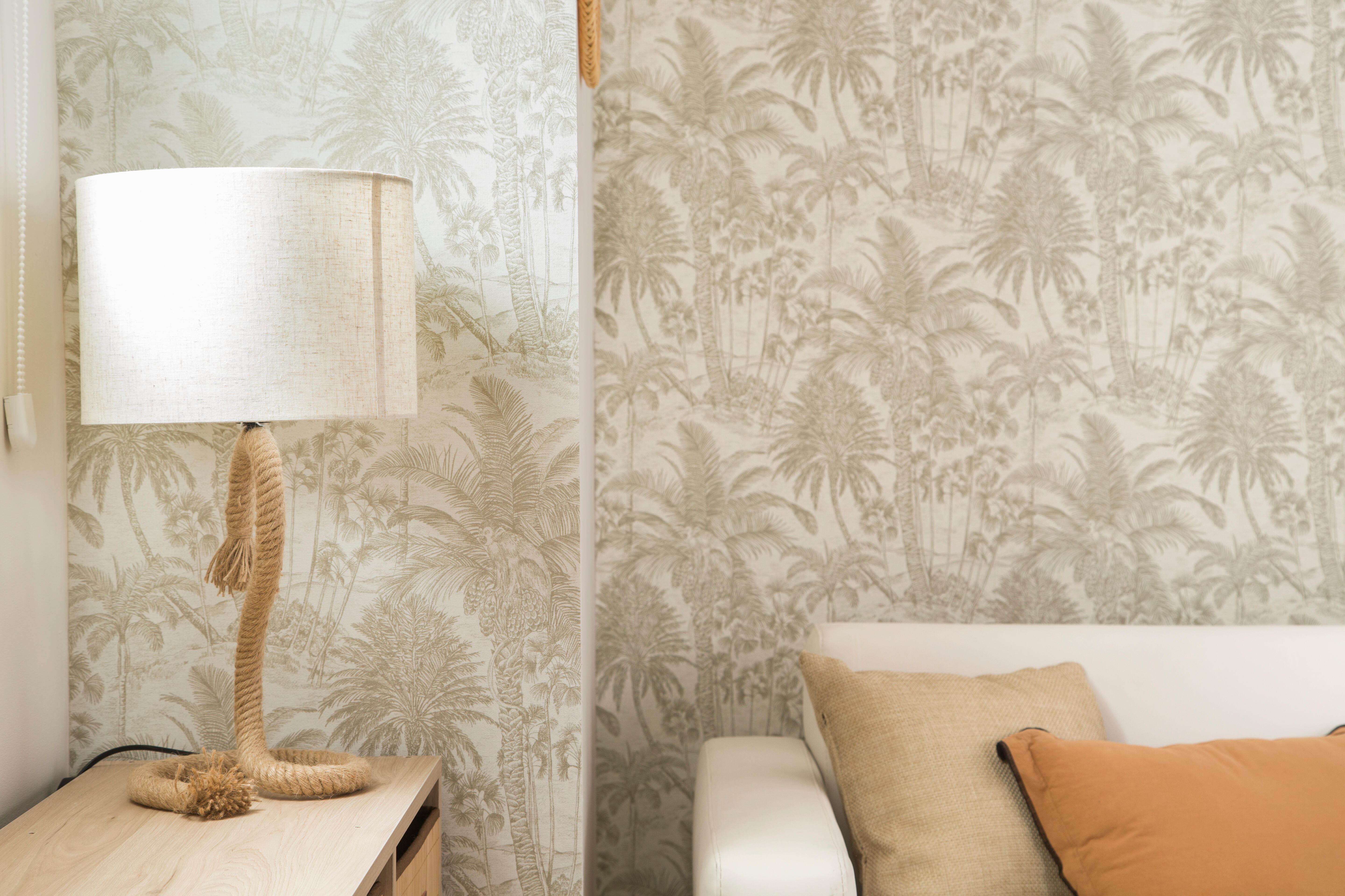 Papel pintado Vinilo Animales blanco y dorado Jungla RASCH. De 53cm x 10.05m. Lavable. Apto para cocinas o baños. Método de pegado: aplicación cola en pared - 8