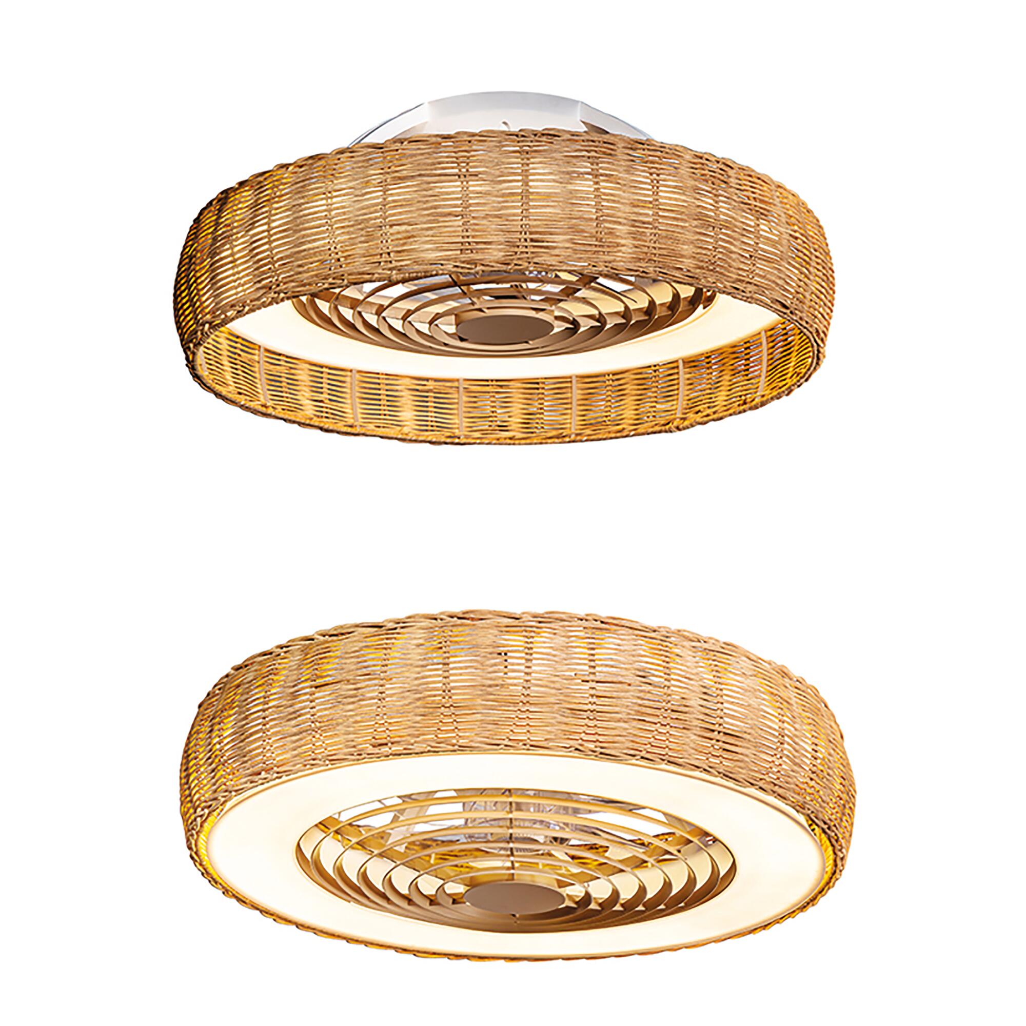 Ventoinha de teto com lâmpada 7 pás com comando 7700 Lm rattan Kilimanjaro Mantra
 - 24