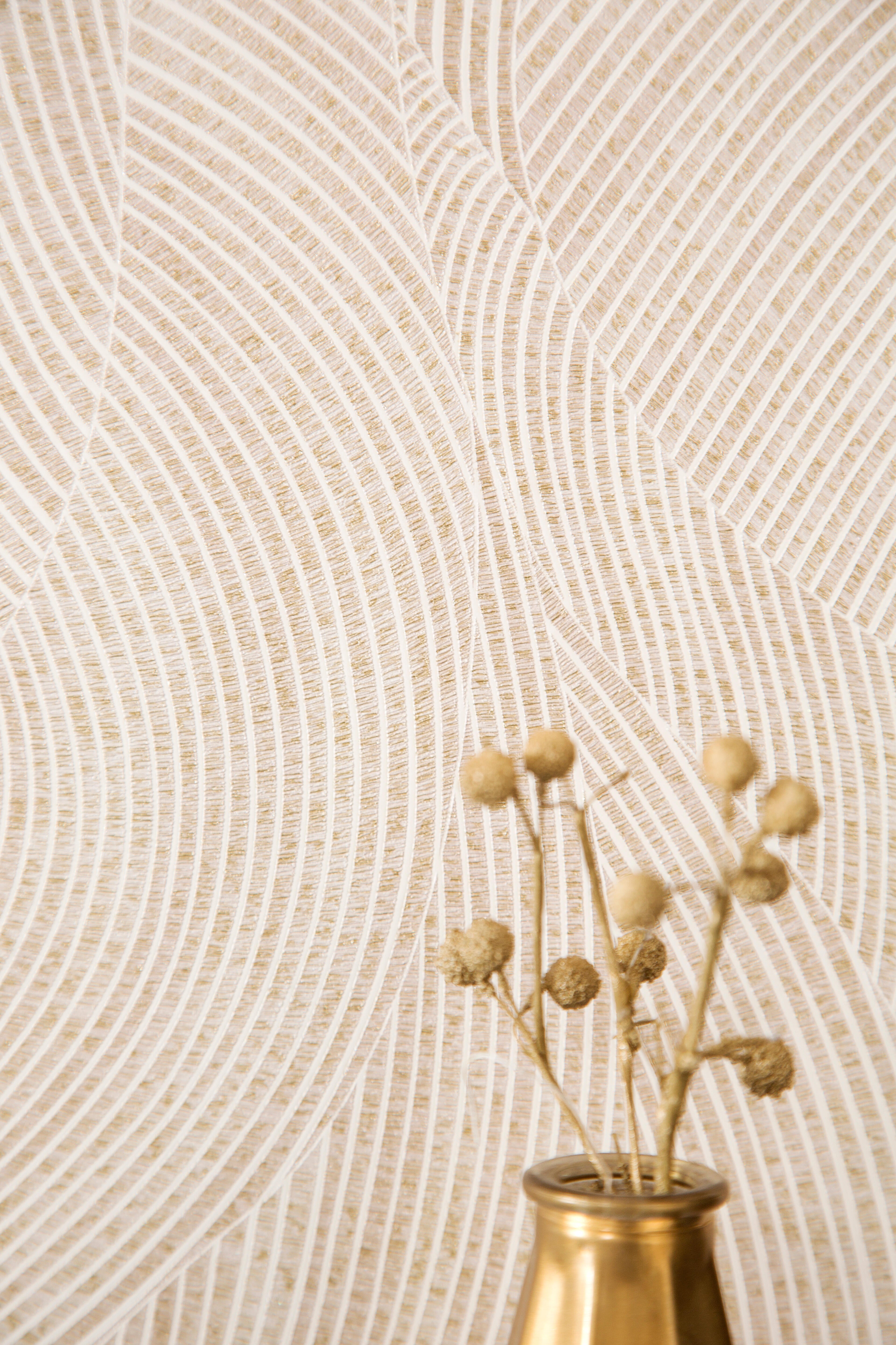 Papel de parede ONDAS BEGE DOURADO - 14