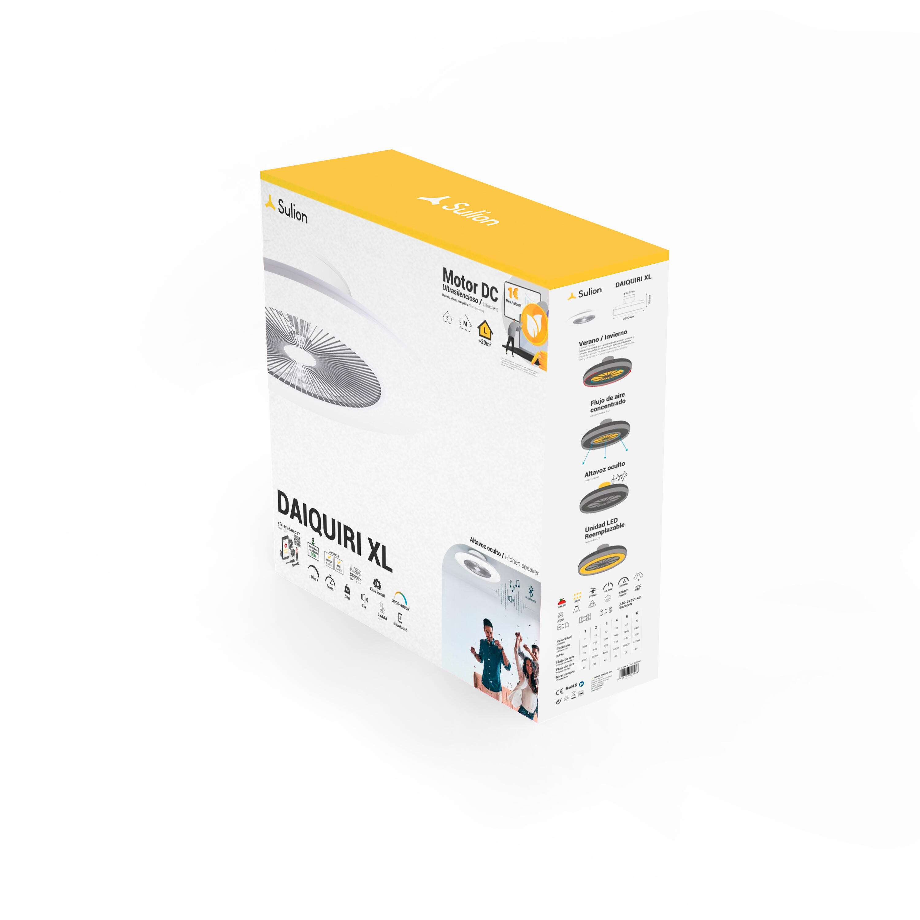 Ventilateur de plafond LED, Daiquiri, 80 cm, SULION, blanc - 5