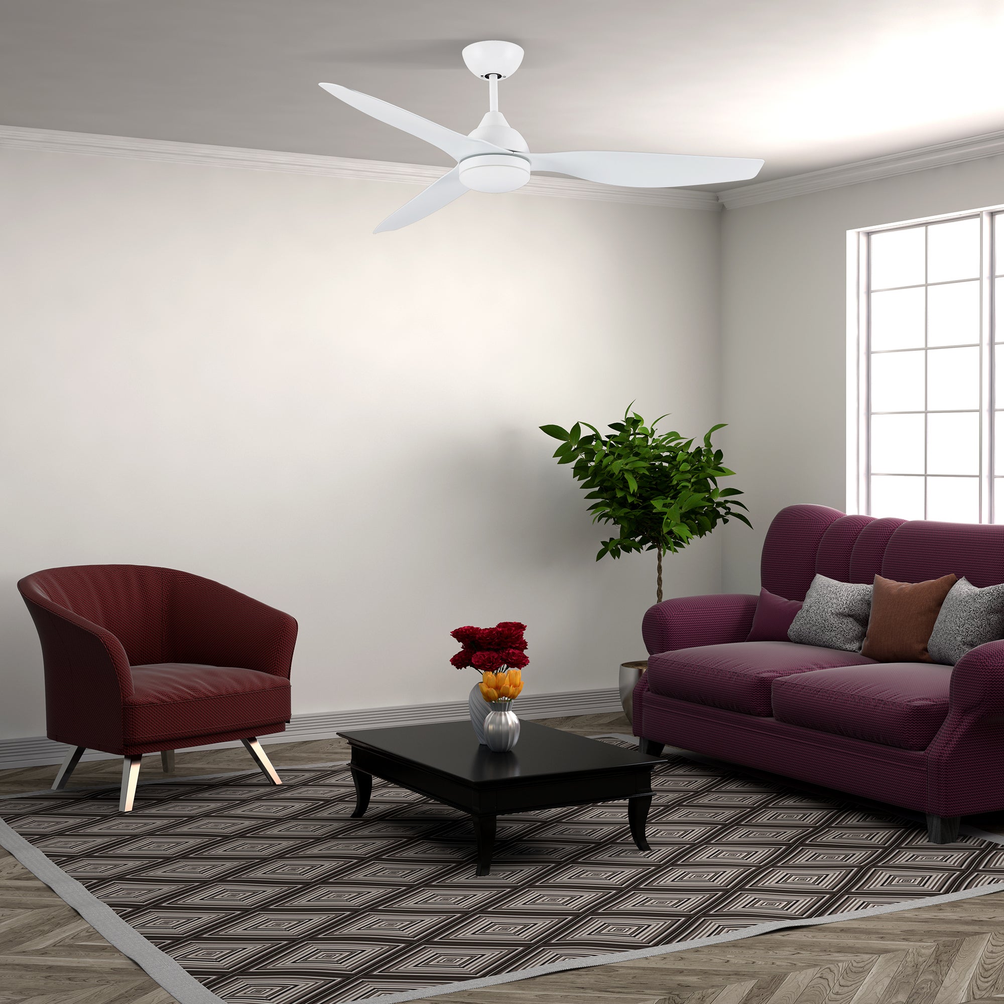 Ventilador de techo con luz motor AC Edhea blanco - 2