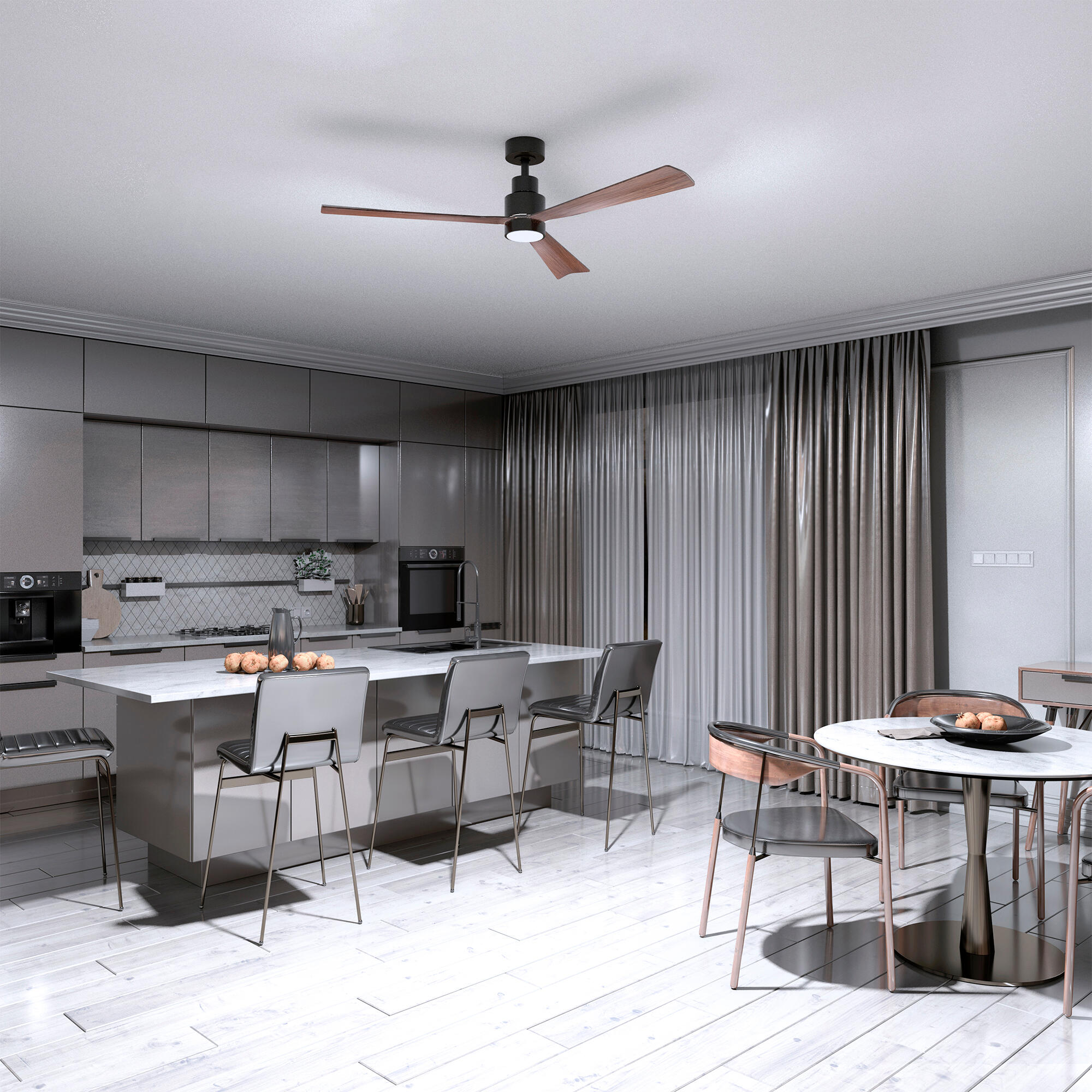 Ventilador de techo con luz silencioso DC Arte Confort Misi marrón 132 cm - 12