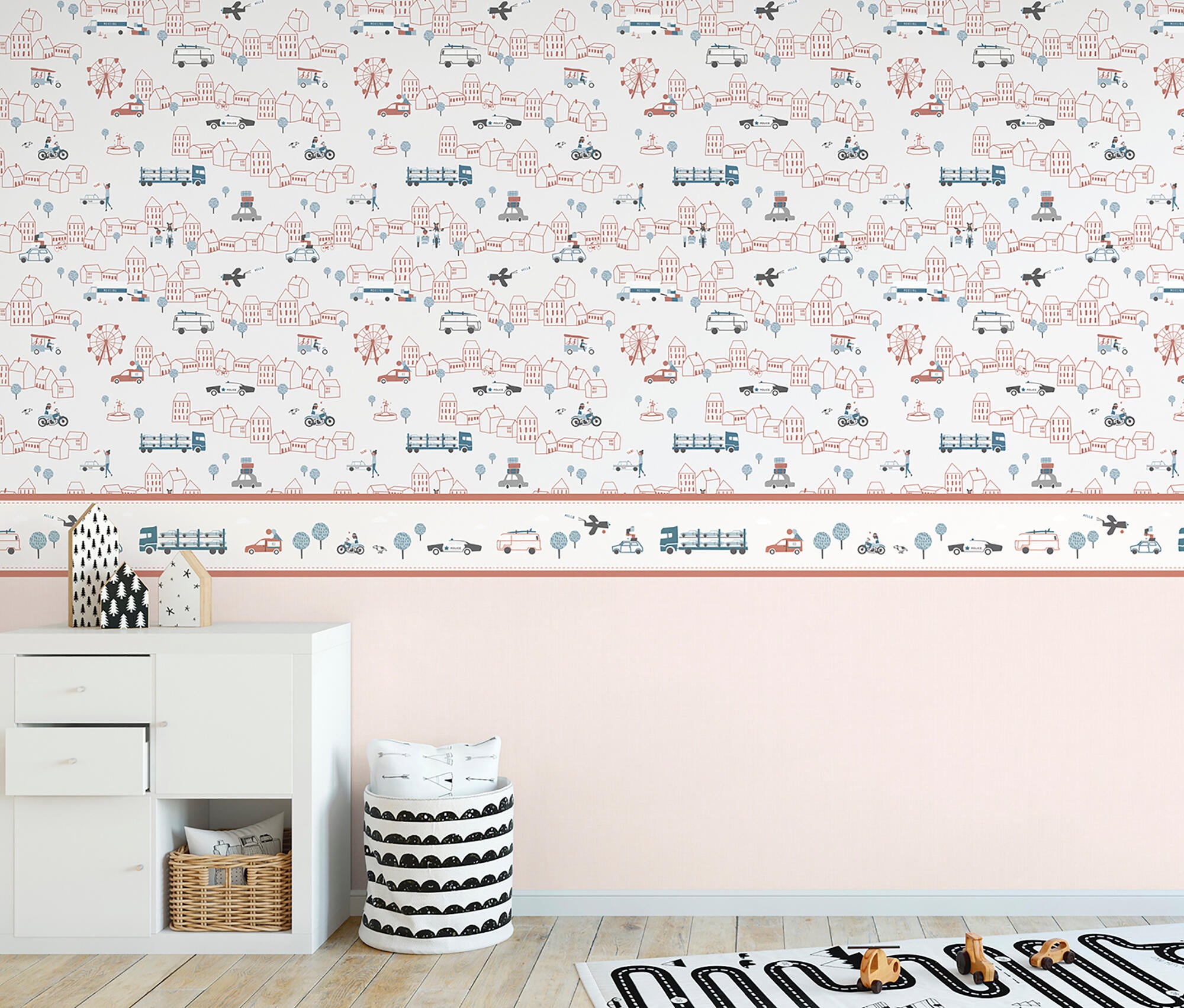 Papel pintado no tejido infantil 7010-3 esterilla rosa