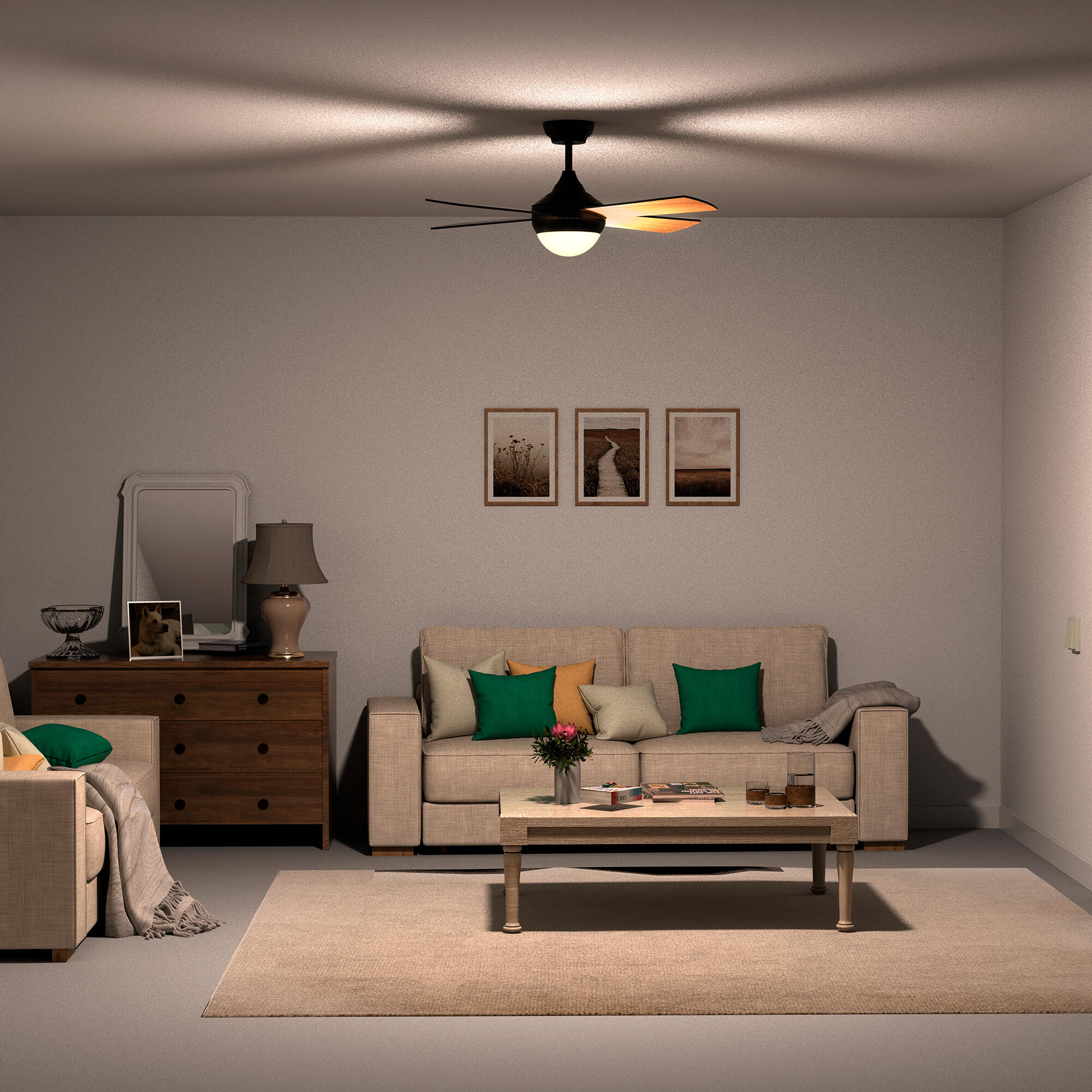 Ventilador de techo con luz silencioso DC Arte Confort Megia negro 122 cm - 16