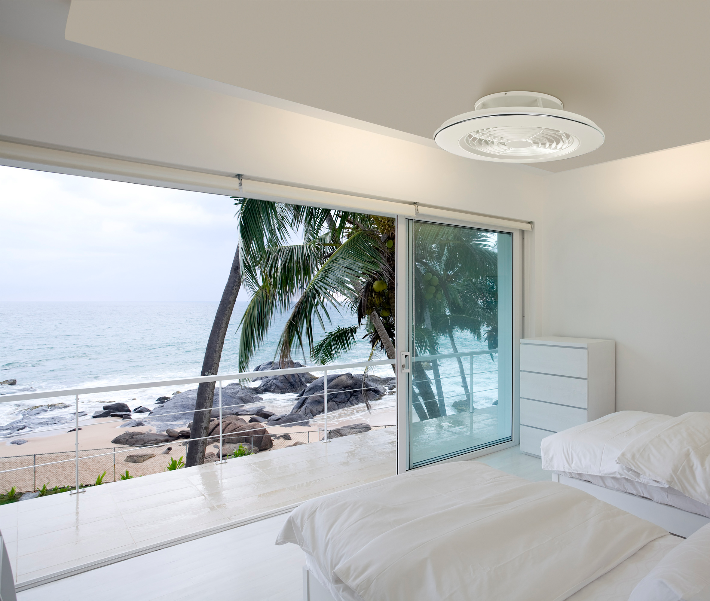Ventilador de techo con luz sin aspas silencioso DC 35W con mando ø63 cm Alisio MANTRA blanco luz CCT | 6 velocidades | modo verano/invierno | recomendado de 13 a 20 m² - 18