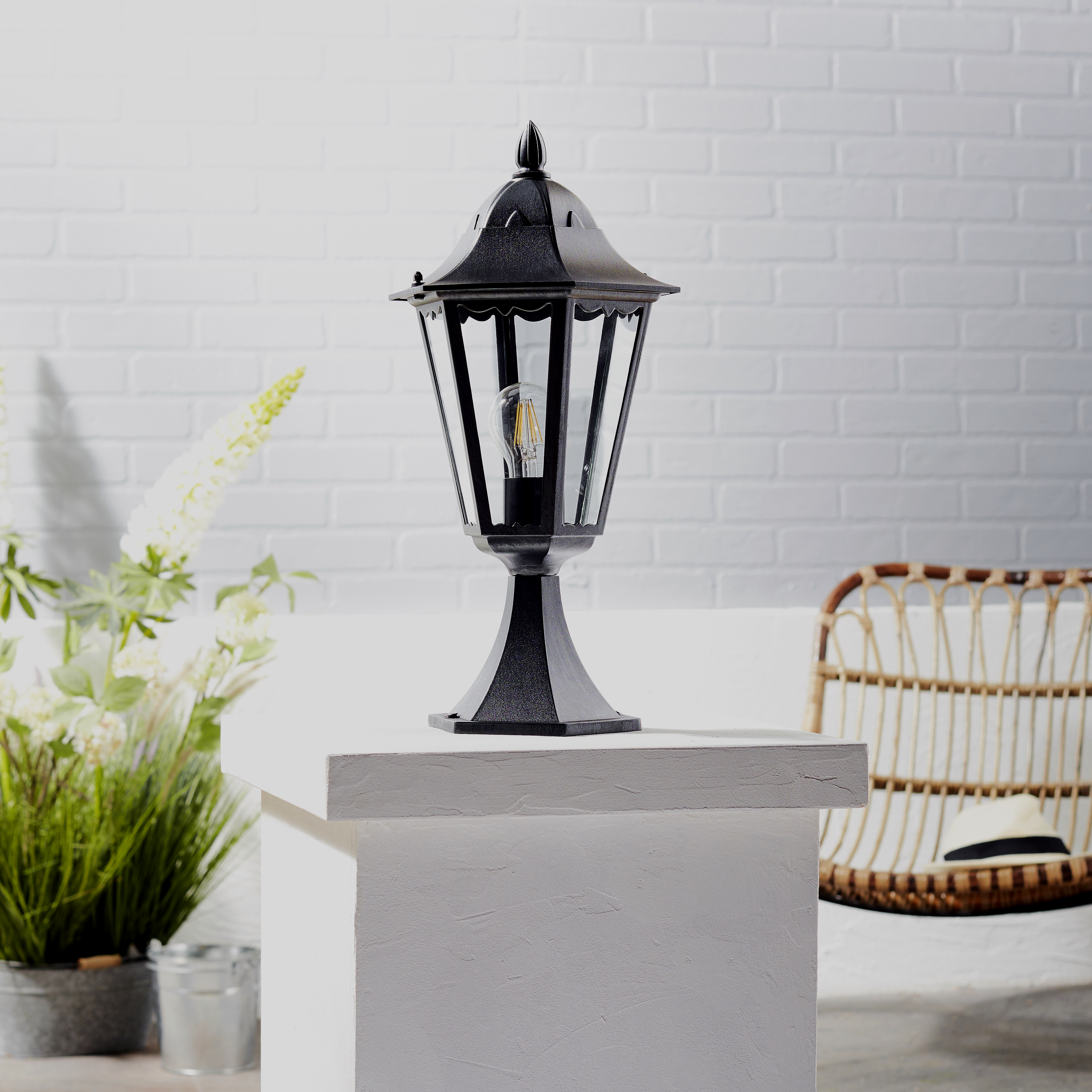 Baliza de jardín exterior E27 Monza Inspire 47 cm aluminio negro resistencia IP44 - 2