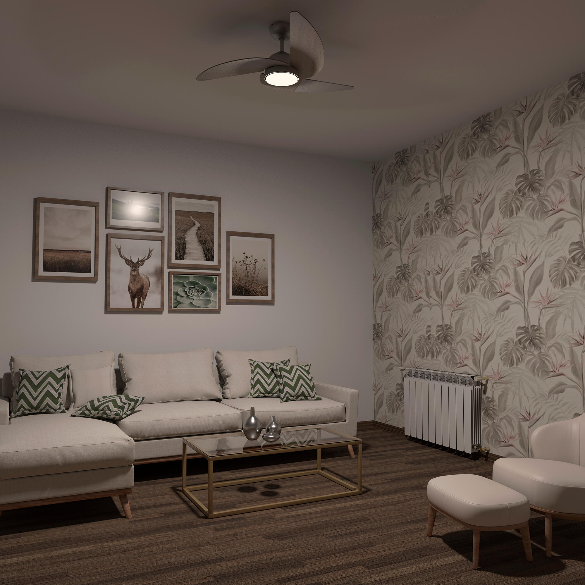 Ventilador de techo con luz motor DC Azores plata - 10