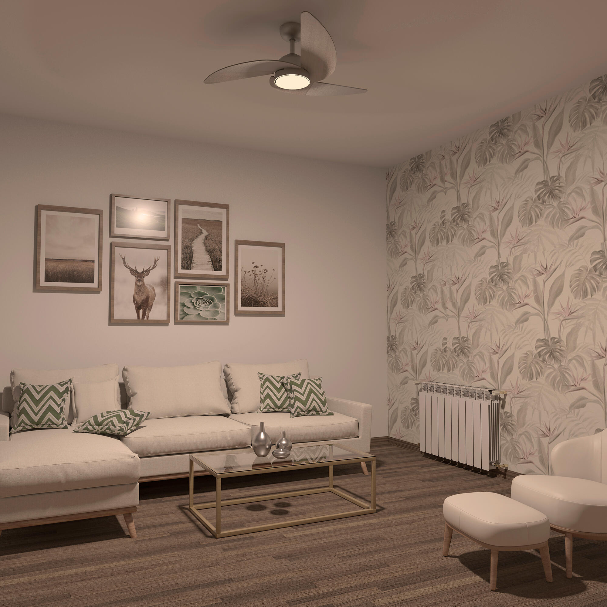 Ventilador de techo con luz motor DC Azores plata - 2