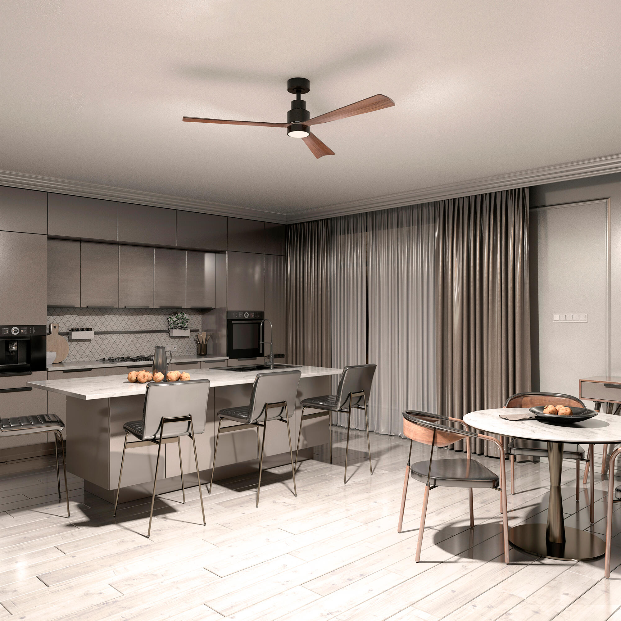 Ventilador de techo con luz silencioso DC Arte Confort Misi marrón 132 cm - 11