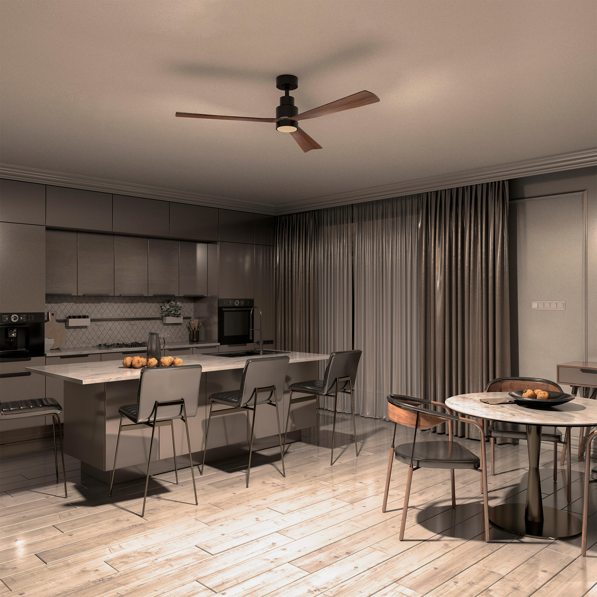 Ventilador de techo con luz silencioso DC Arte Confort Misi marrón 132 cm - 4